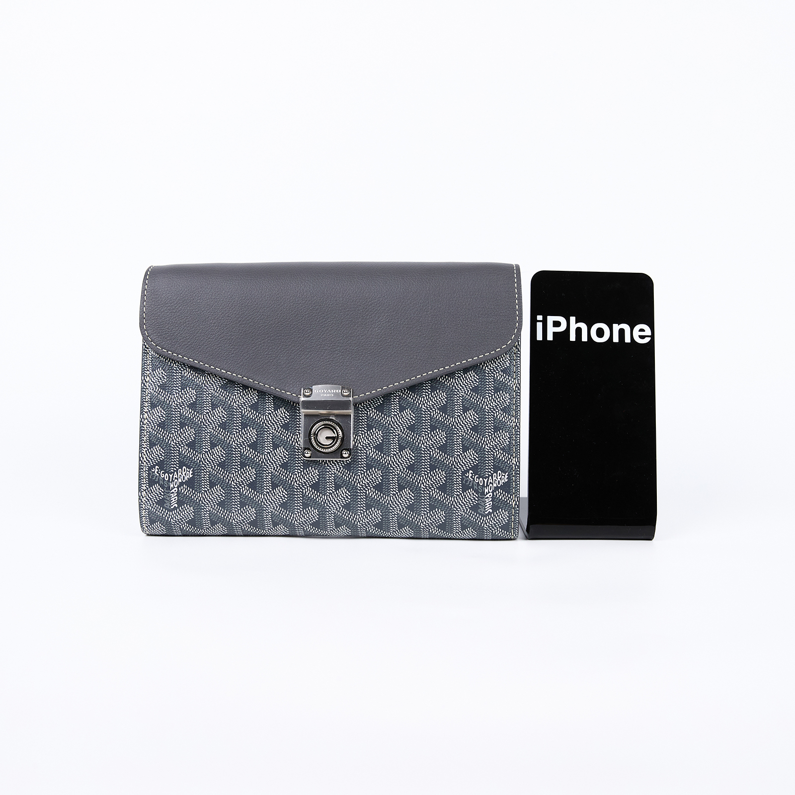 高雅德 GOYARD Chypre Wallet Pouch CHYPRPPMLTY 鐵灰Chypre PM 原廠盒子/防塵袋/購買證明/背帶