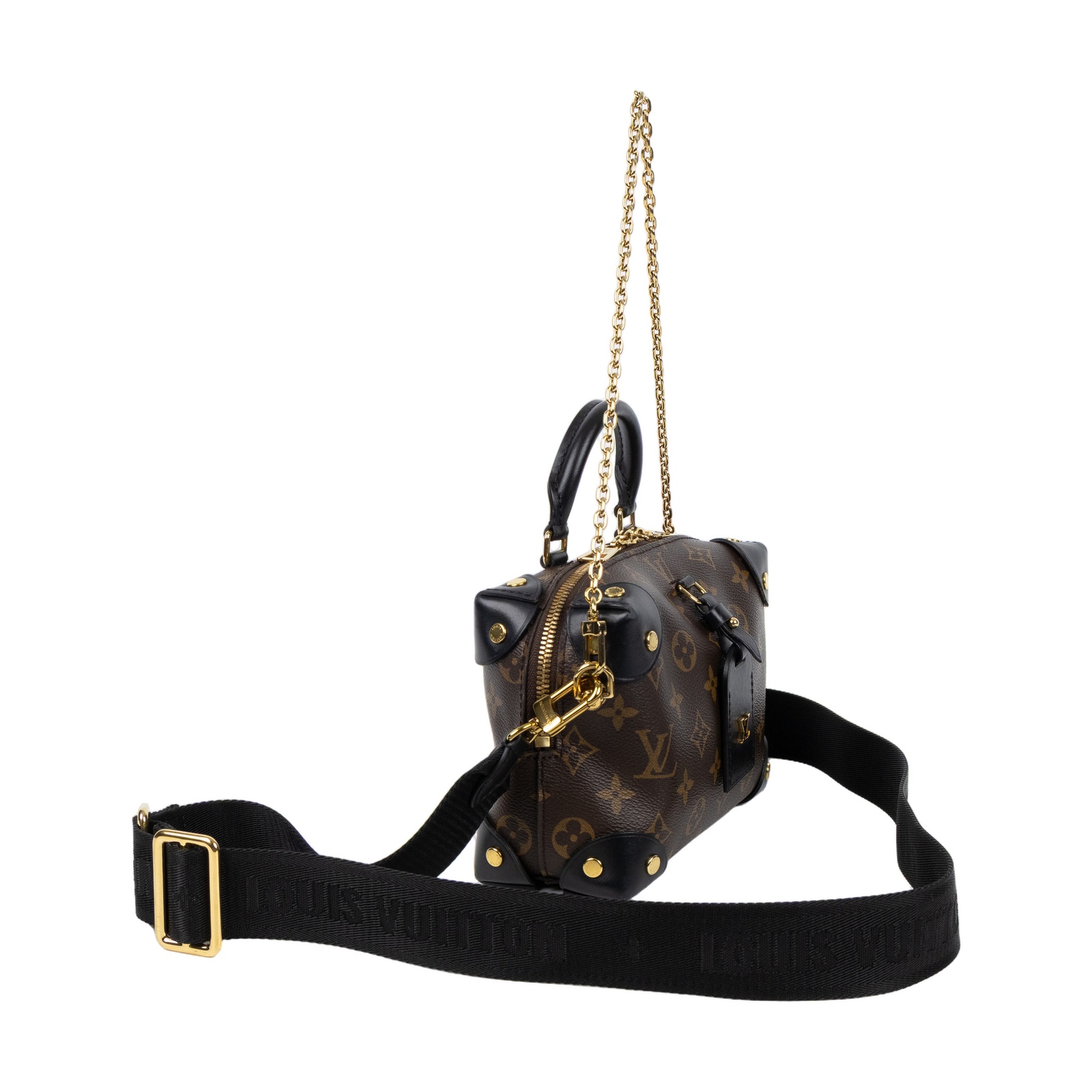 路易威登 LOUIS VUITTON Petite Malle Souple 經典帆布 拉鍊 手提 斜背包 M45571 晶片款  背帶2
