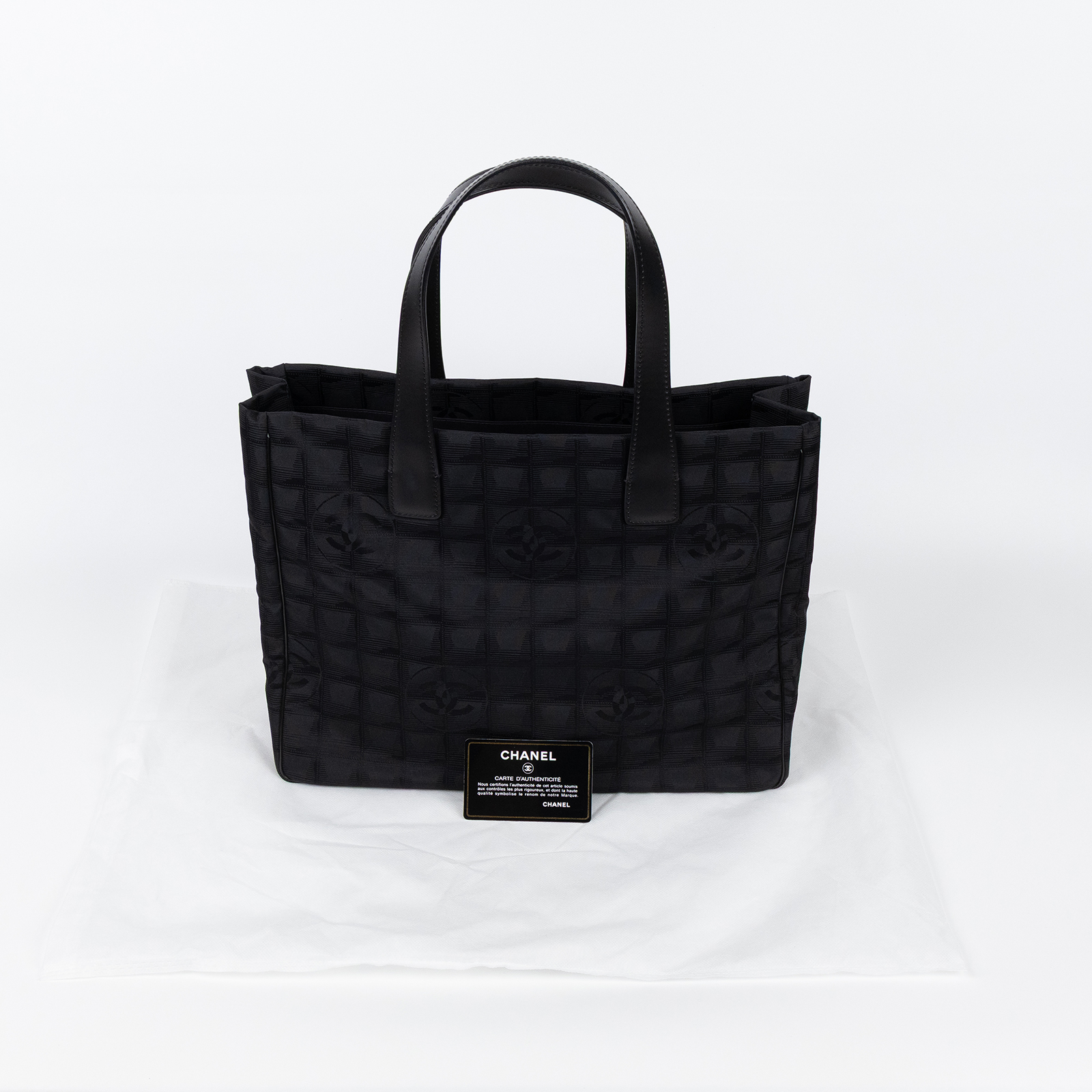 香奈兒 CHANEL New Travel Line MM 旅行袋 肩背包 托特包 手提包 A15991 9開黑尼龍Travel Line MM 保證卡