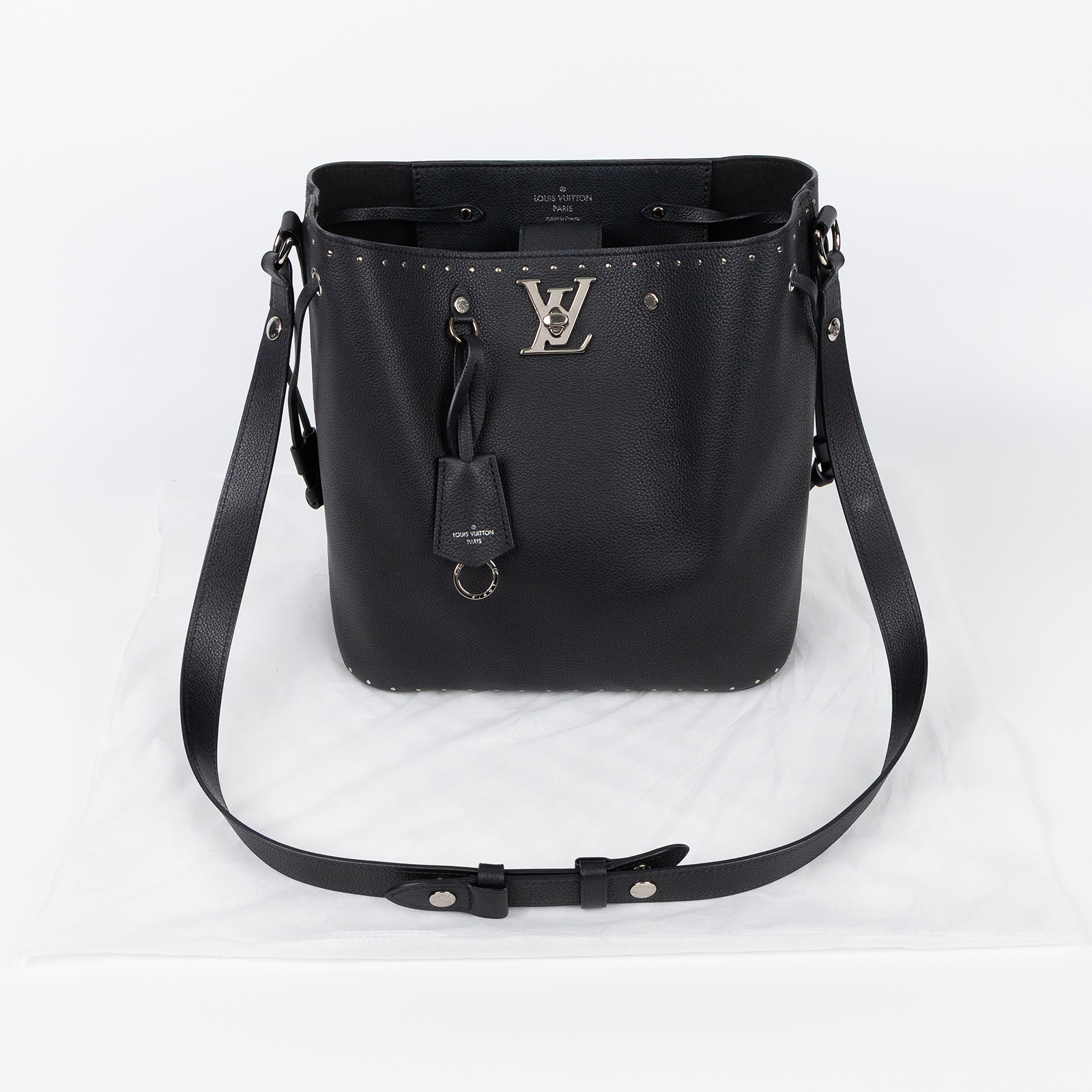 路易威登 LOUIS VUITTON Lockme Bucket 水桶包 肩背包 斜背包 M43878 黑LOCK ME BUCKET 無附屬品