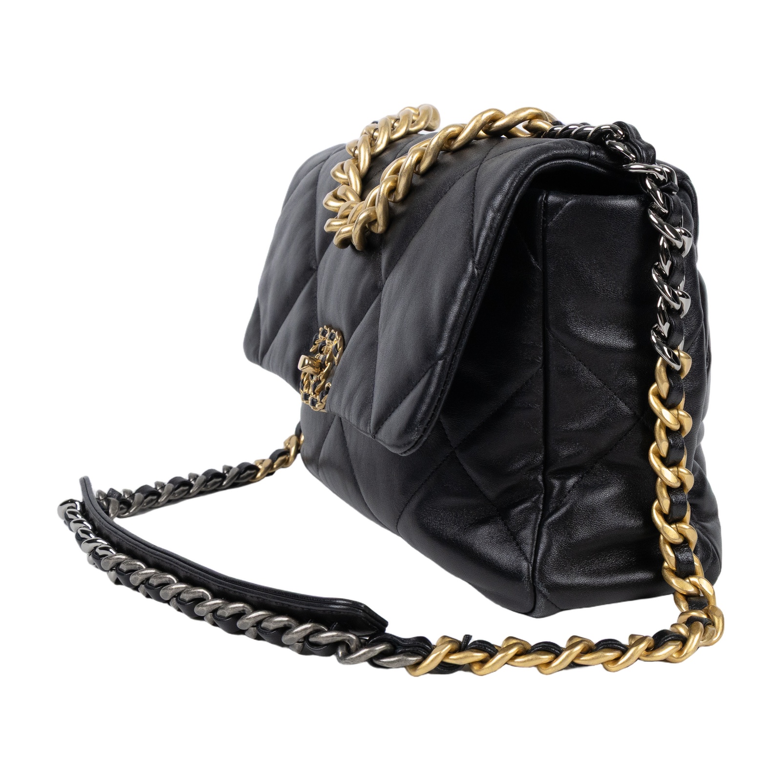 香奈兒 CHANEL 19 大型口蓋包 AS1161 晶片款 黑金羊19包 30CM 防塵袋