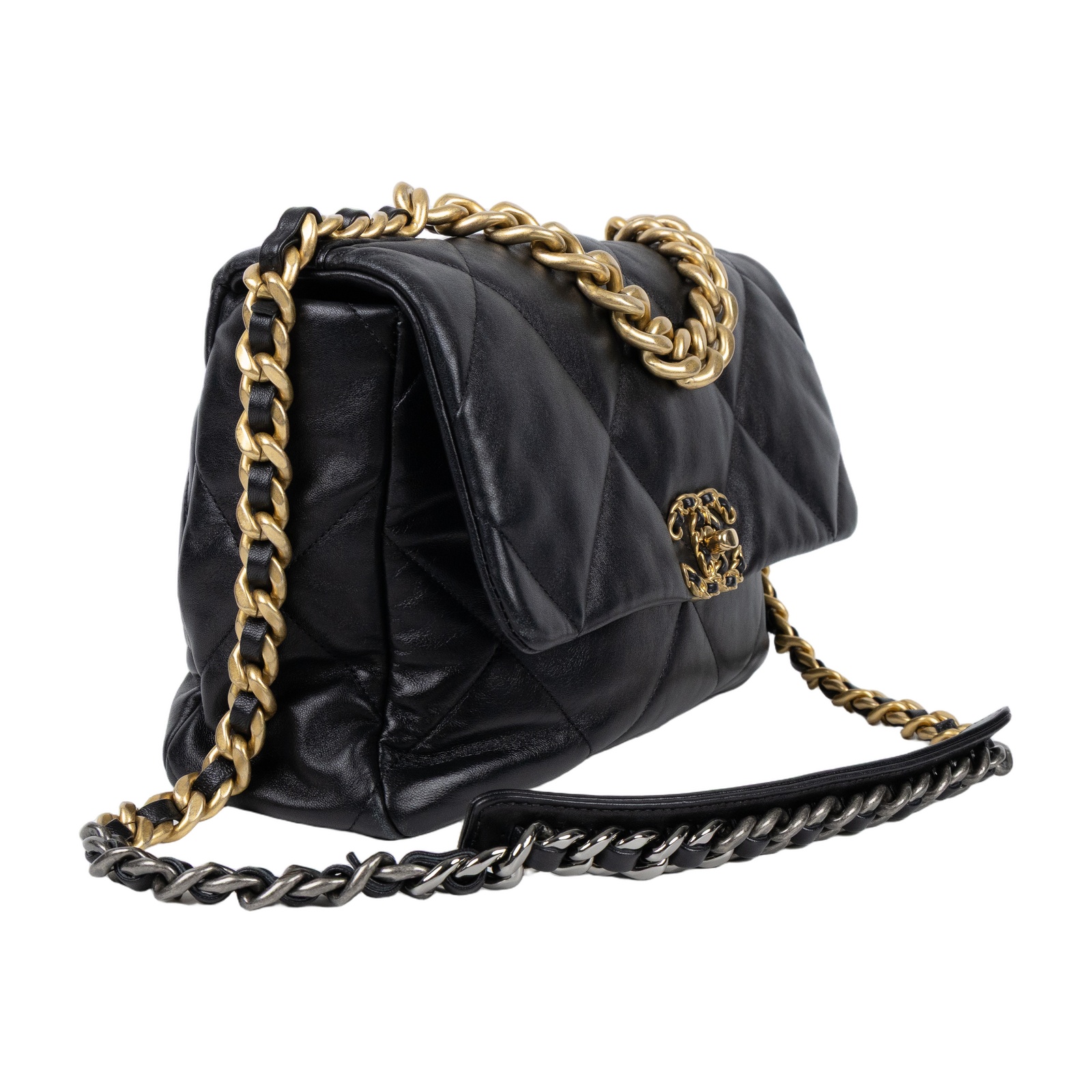 香奈兒 CHANEL 19 大型口蓋包 AS1161 晶片款 黑金羊19包 30CM 防塵袋