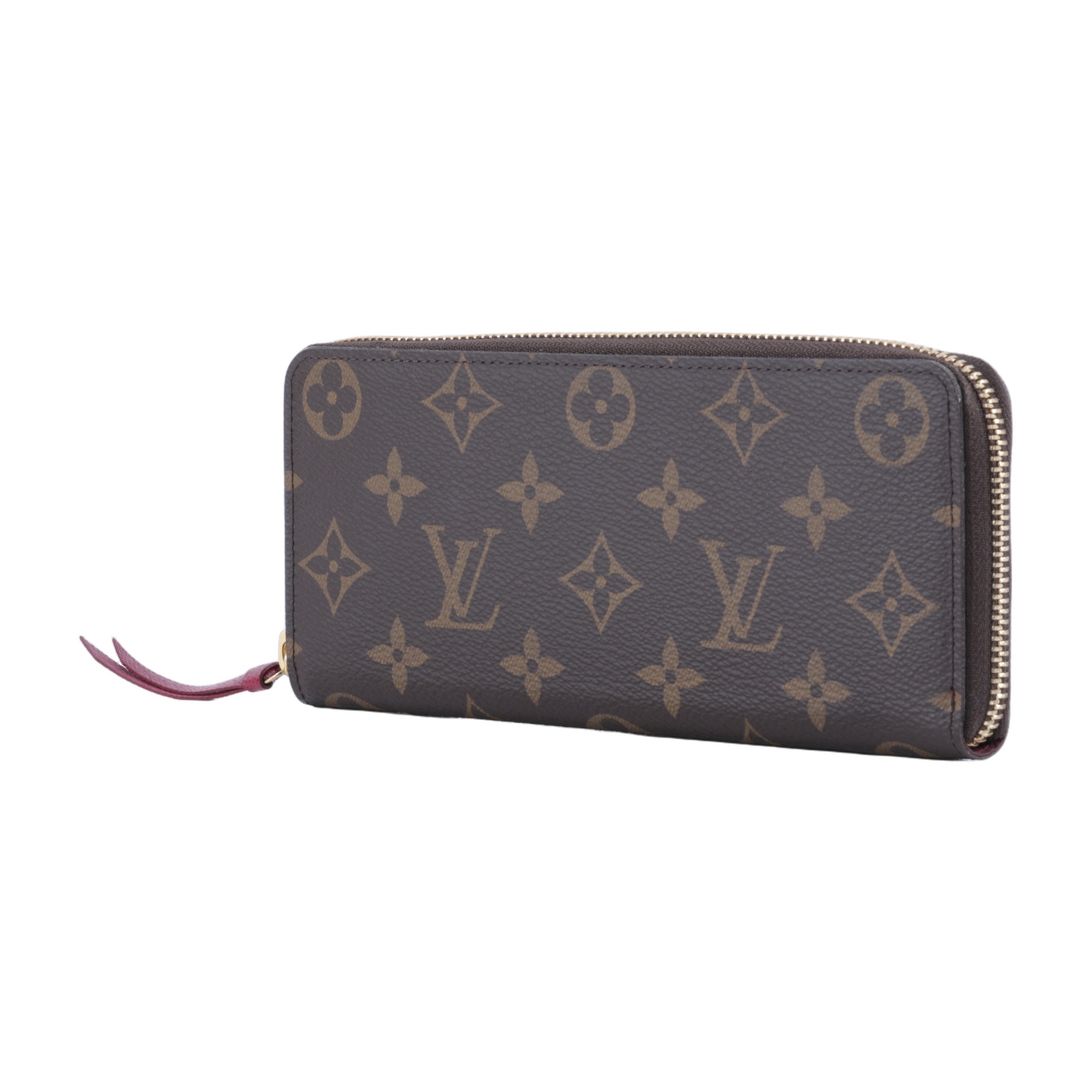 路易威登 LOUIS VUITTON Clémence 錢包 拉鍊 長夾 經典帆布 紫紅色 M60742 晶片款 原花拼紫紅Clémence拉鍊長夾 無附屬品
