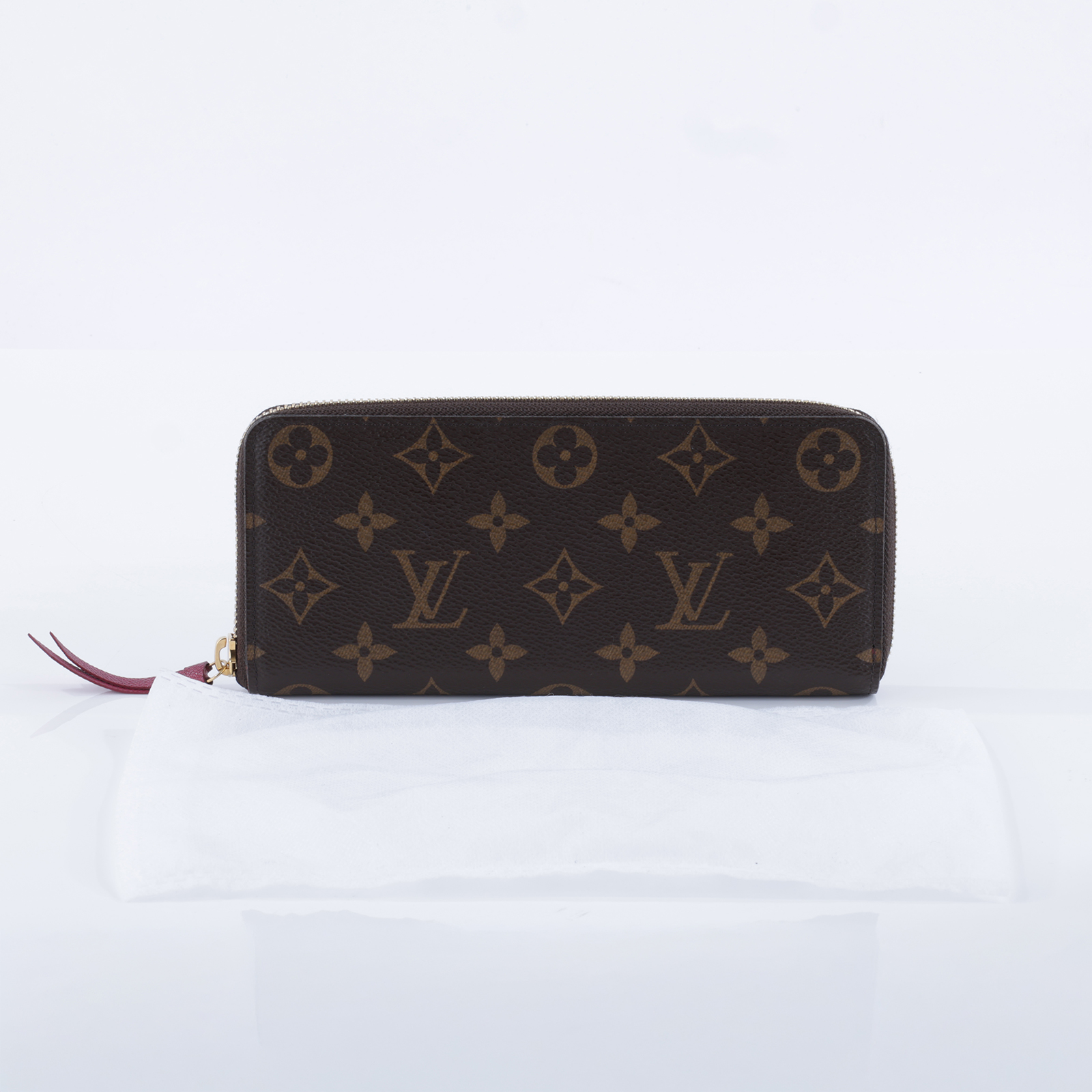 路易威登 LOUIS VUITTON Clémence 錢包 拉鍊 長夾 經典帆布 紫紅色 M60742 晶片款 原花拼紫紅Clémence拉鍊長夾 無附屬品