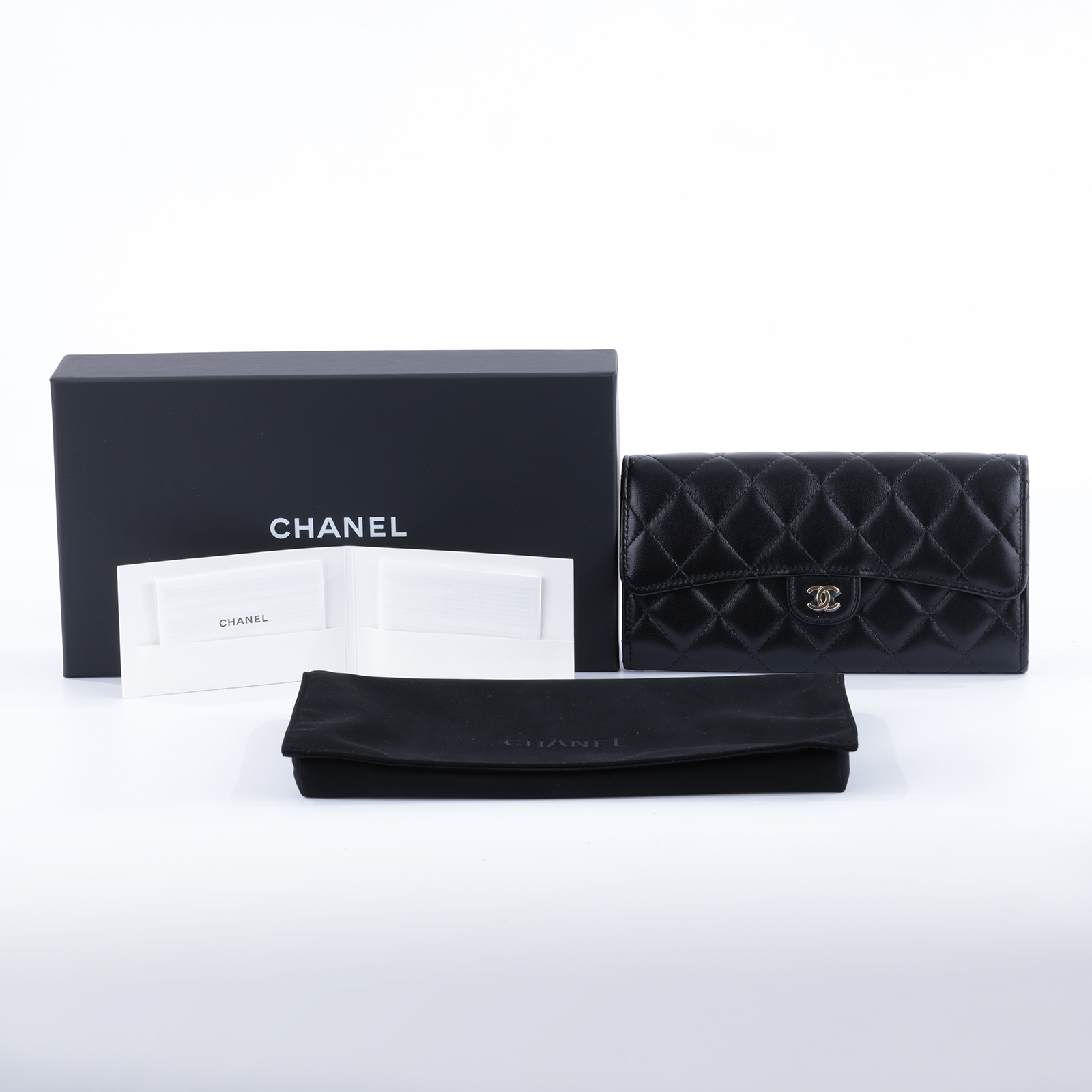 香奈兒 CHANEL 荔枝皮 扣式 翻蓋 二折長夾 AP0241 晶片款 黑金羊COCO掀蓋長夾 原廠盒子/防塵袋