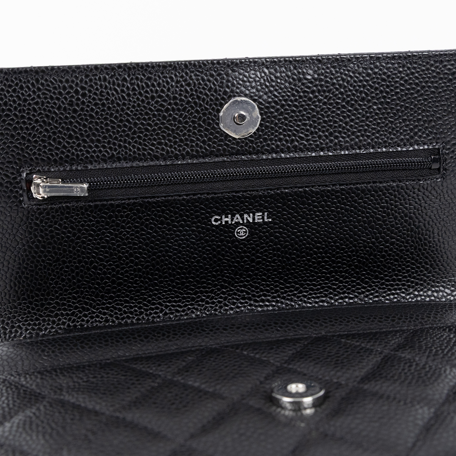 香奈兒 CHANEL 經典鏈子皮夾 菱格紋 CC LOGO AP0250 晶片款 黑銀荔枝WOC 磁吸釦 原廠盒子/防塵袋