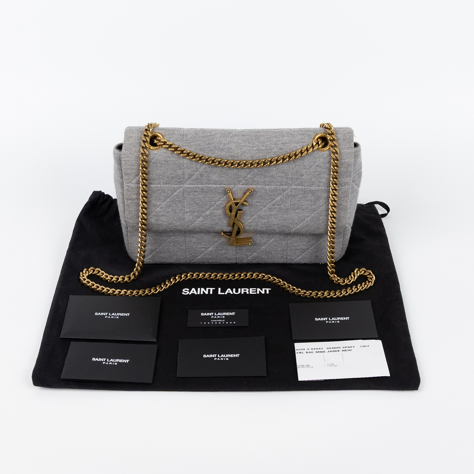 聖羅蘭 YSL SAINT LAURENT Jamie Medium 肩背包 斜背包 鏈條包 6348202F927 灰 JAMIE NEW 防塵袋
