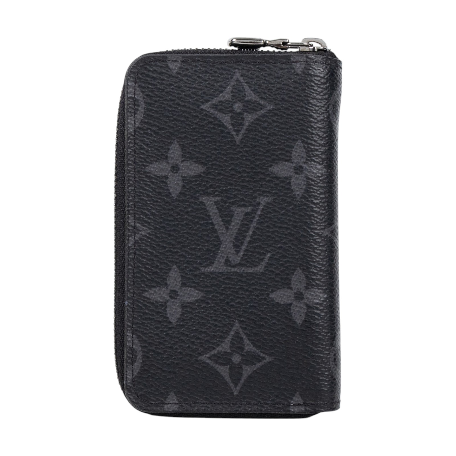 路易威登 LOUIS VUITTON Eclipse 錢包 卡夾 M81662 晶片款 黑原花拉鍊零錢卡包 防塵袋