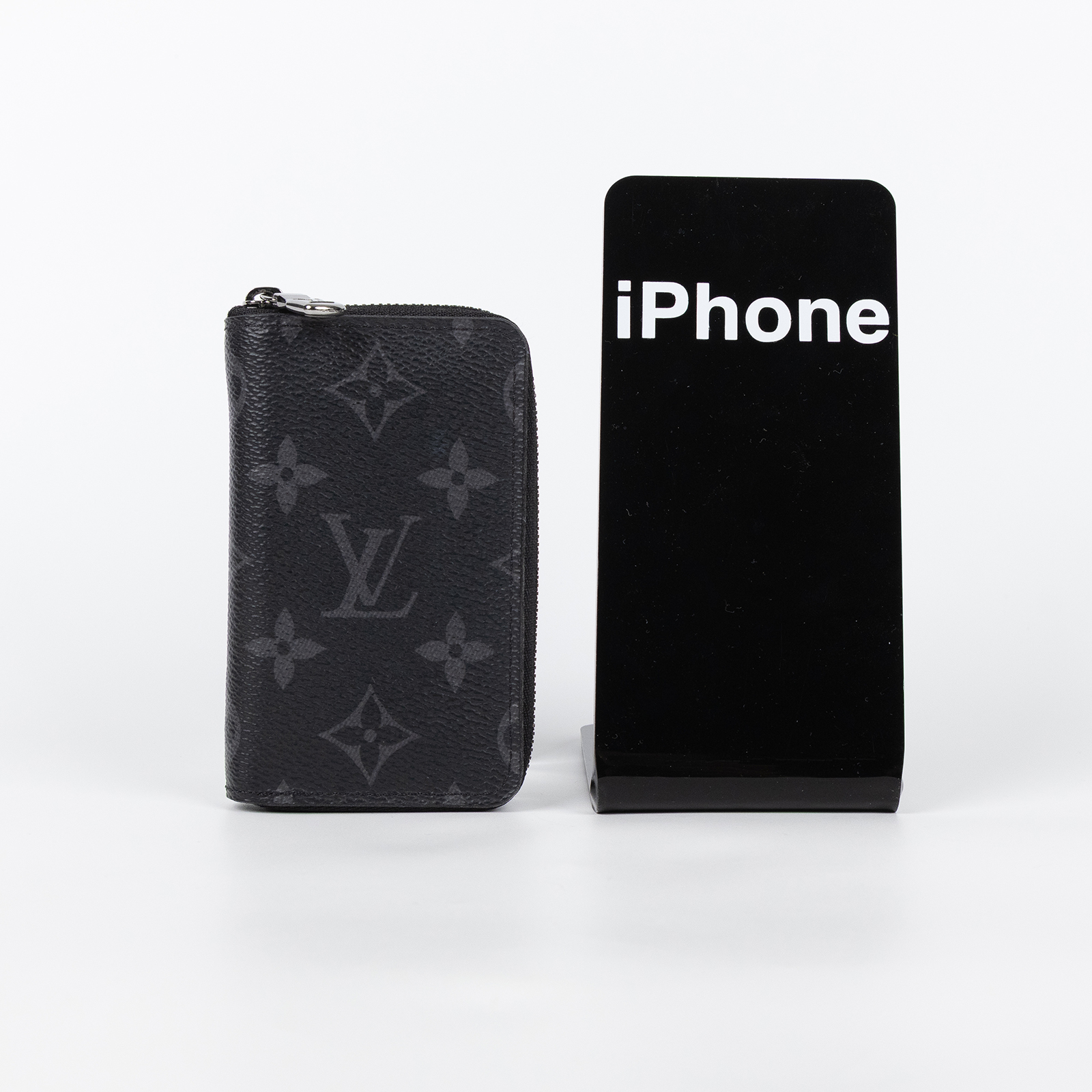 路易威登 LOUIS VUITTON Eclipse 錢包 卡夾 M81662 晶片款 黑原花拉鍊零錢卡包 防塵袋
