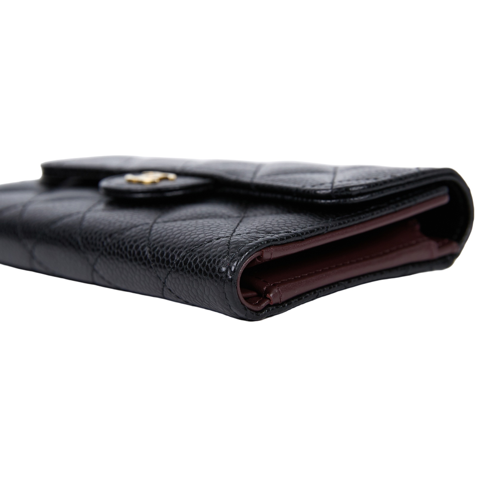香奈兒 CHANEL CF CC LOGO 中夾 錢包 皮夾 AP0232 晶片款 黑金荔枝三折中夾 原廠盒子/防塵袋