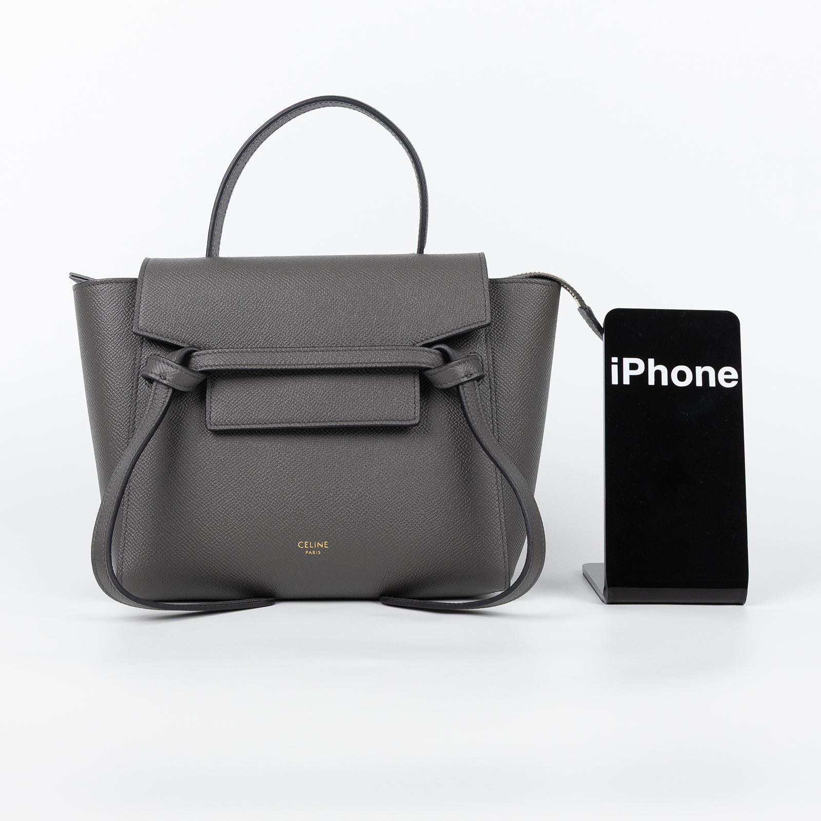 思琳 CELINE 珠地小牛皮 袖珍型 Belt 手袋 189003ZVA 鐵灰BELT BAG 鯰魚包 NANO 防塵袋/背帶/購買證明