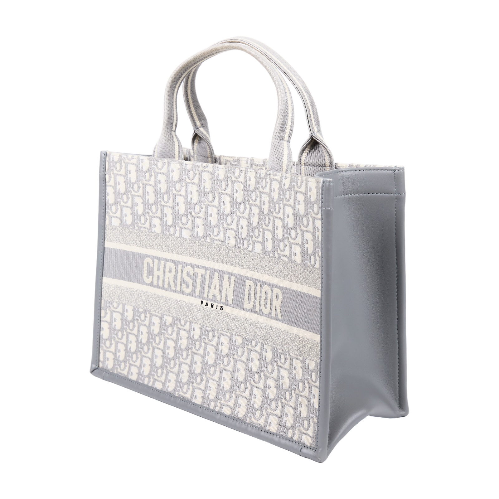迪奧 CHRISTIAN DIOR Book Tote 中型 托特包 M1324CZBB 灰刺繡Book Tote 中號 背帶款 原廠盒子/防塵袋/背帶