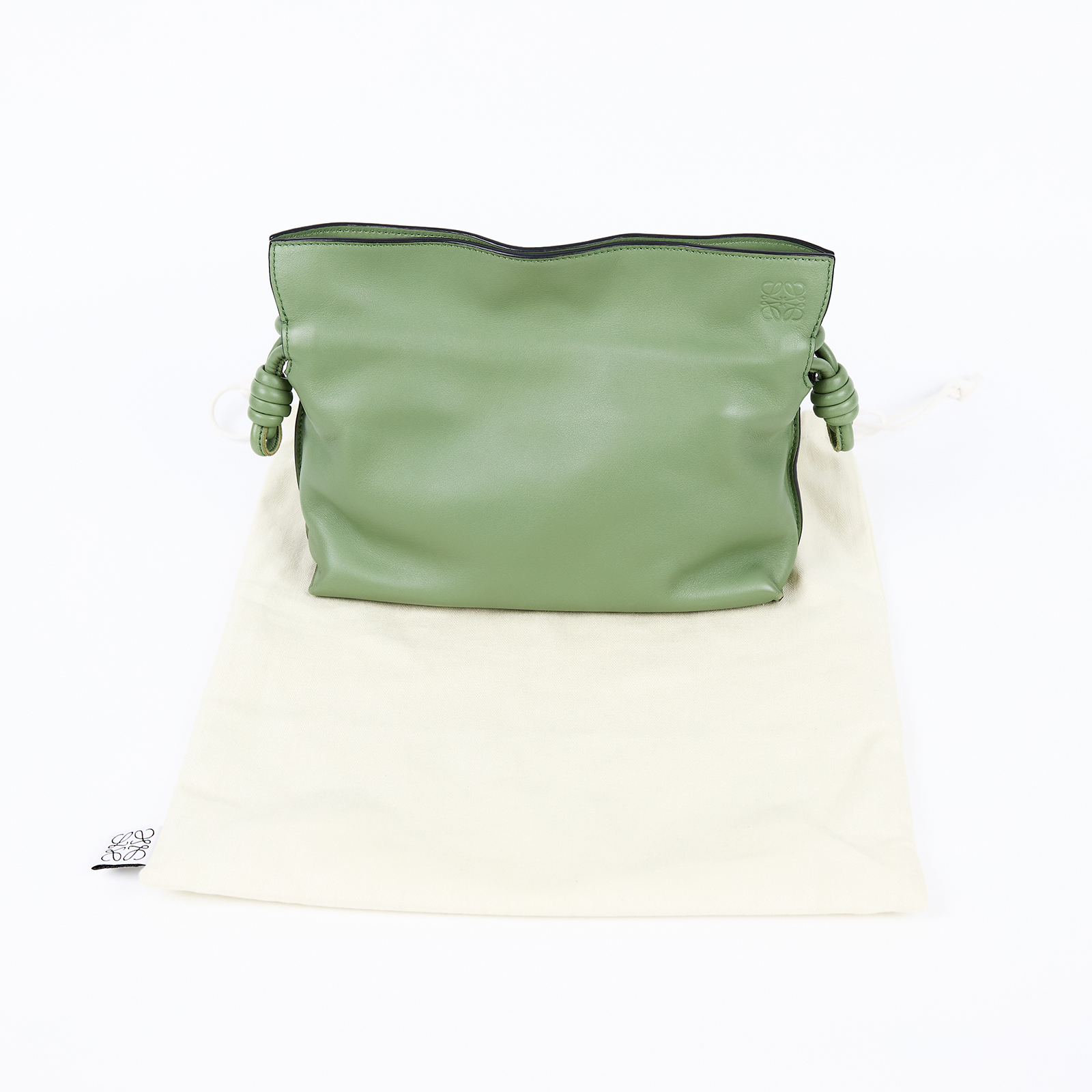 羅意威 LOEWE Mini Flamenco clutch 小牛皮 迷你 肩背包  綠FLAMENCO MINI 防塵袋