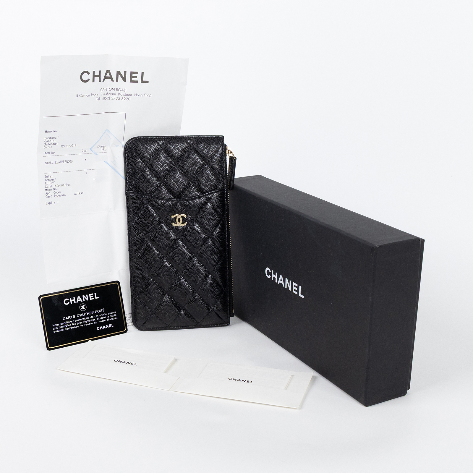 香奈兒 CHANEL CC LOGO 菱格紋 卡夾 長夾 錢包 AP0225 Y33352 29開黑荔枝一字拉鍊長夾 原廠盒子/保證卡/購買證明