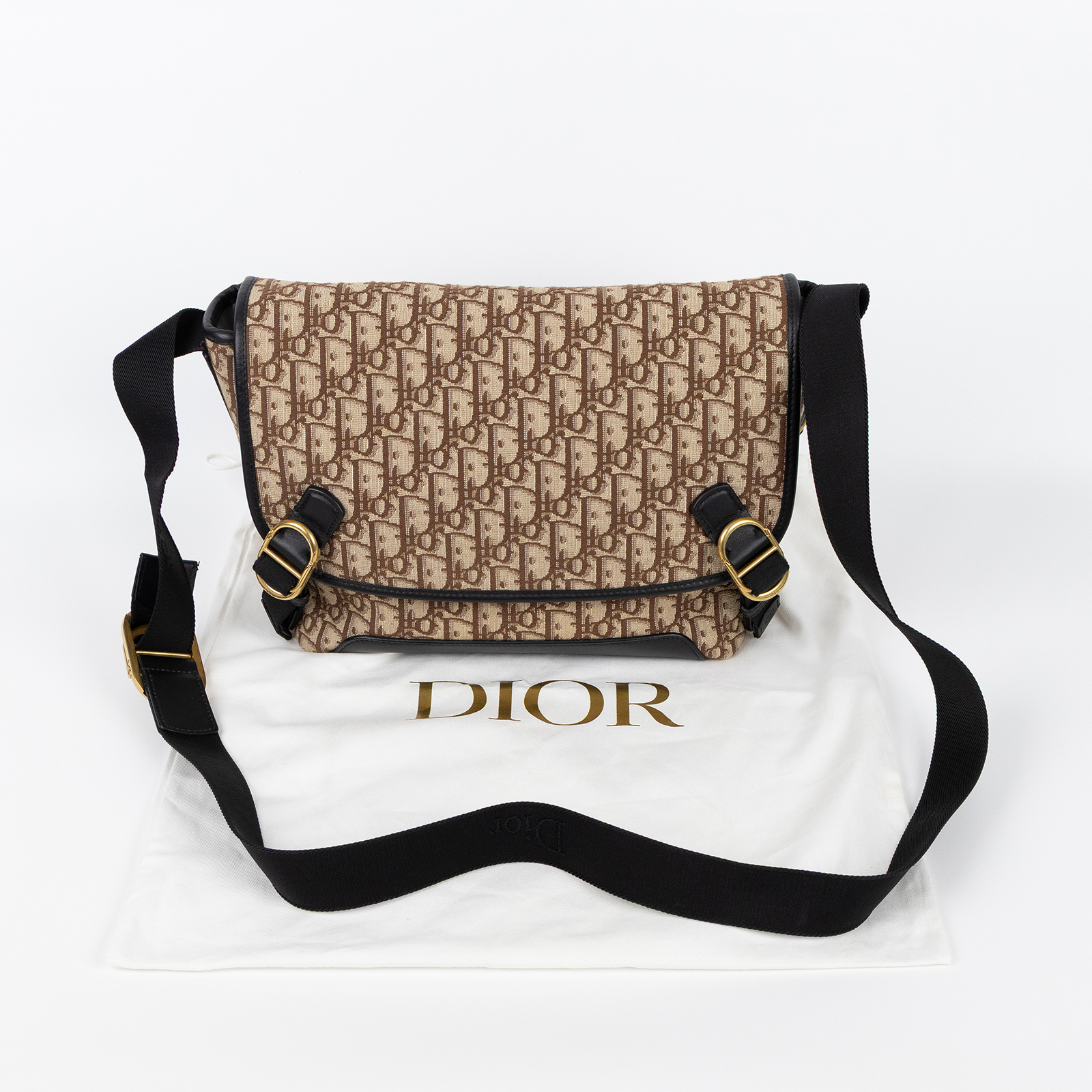 迪奧 CHRISTIAN DIOR Dior Jett 郵差包 小型 1DBPO458YUS 棕緹花Dior Jett 翻蓋郵差包 防塵袋
