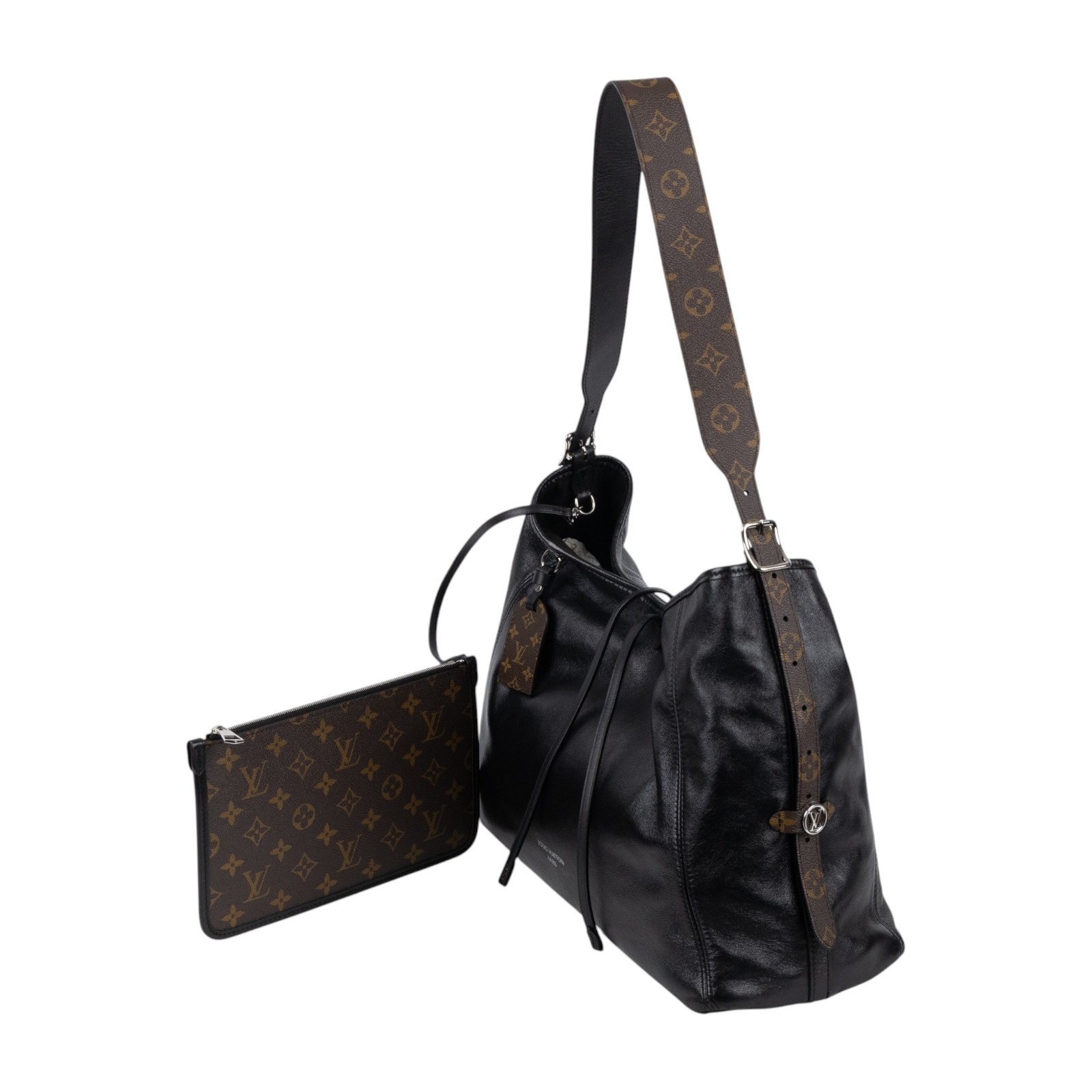 路易威登 LOUIS VUITTON CarryAll Vibe MM 手提 肩背包 黑色 M25143 晶片款  原廠盒子/內袋/購買證明