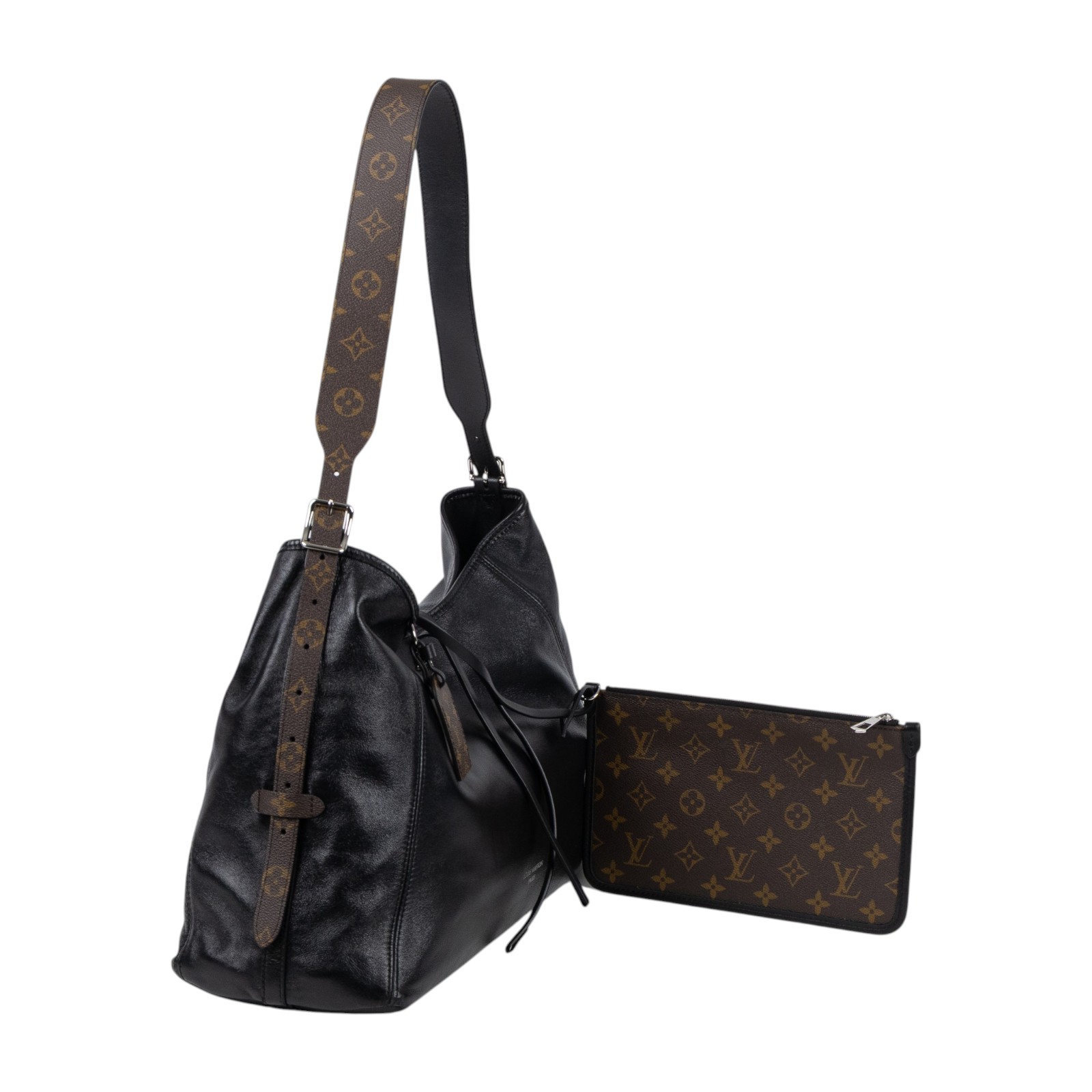 路易威登 LOUIS VUITTON CarryAll Vibe MM 手提 肩背包 黑色 M25143 晶片款  原廠盒子/內袋/購買證明