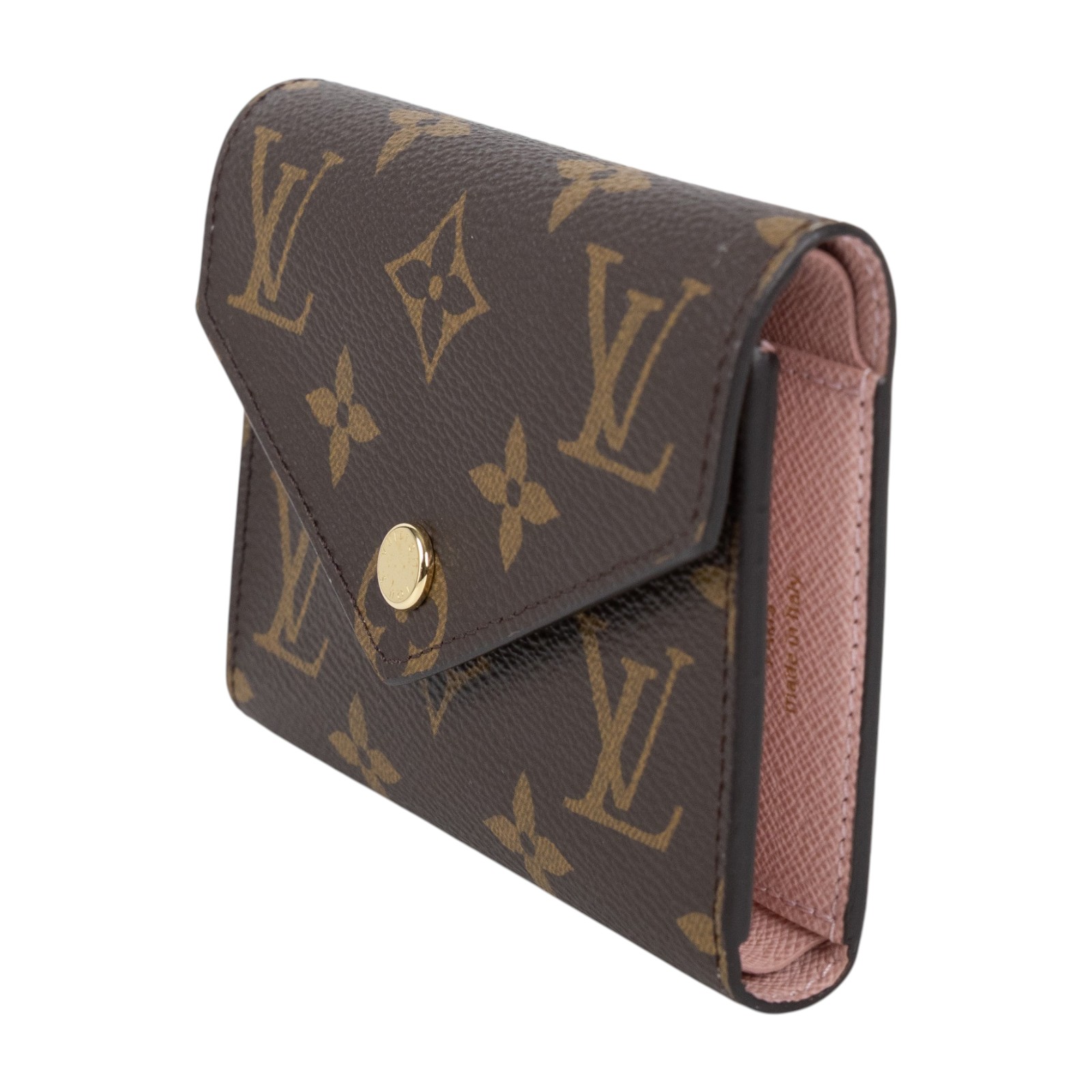 路易威登 LOUIS VUITTON Victorine 錢包 塗層帆布 芭蕾粉色 M62360 晶片款 原花粉VICTORINE三折短夾 原廠盒子/防塵袋
