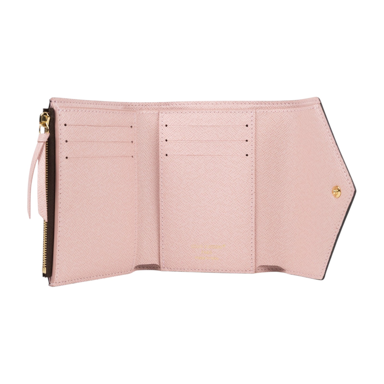 路易威登 LOUIS VUITTON Victorine 錢包 塗層帆布 芭蕾粉色 M62360 晶片款 原花粉VICTORINE三折短夾 原廠盒子/防塵袋