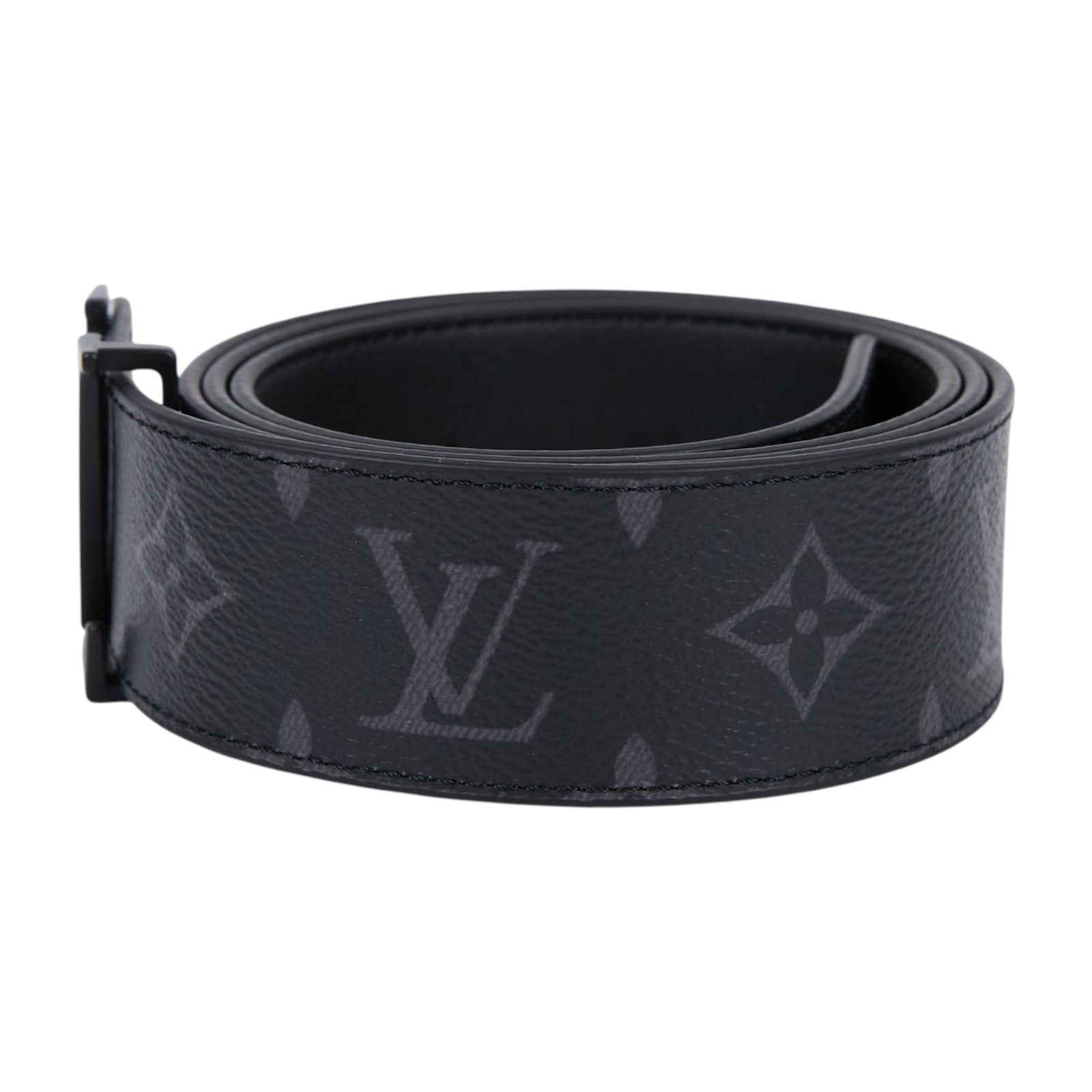 路易威登 LOUIS VUITTON LV Initiales 40毫米 雙面皮帶 M0449T 黑原花皮帶 #95 原廠盒子/防塵袋