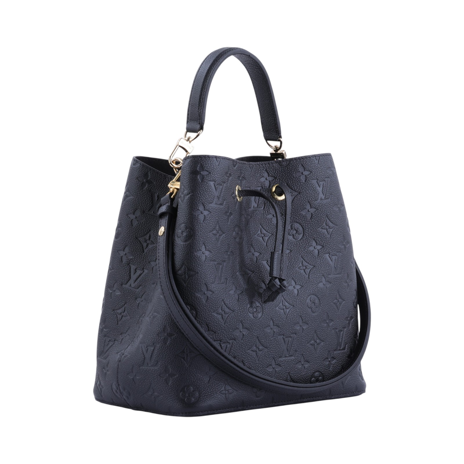 路易威登 LOUIS VUITTON NéoNoé MM 黑色 粒面壓花牛皮 束口水桶包 M45256 晶片款 黑NéoNoé MM 原廠盒子/防塵袋/背帶