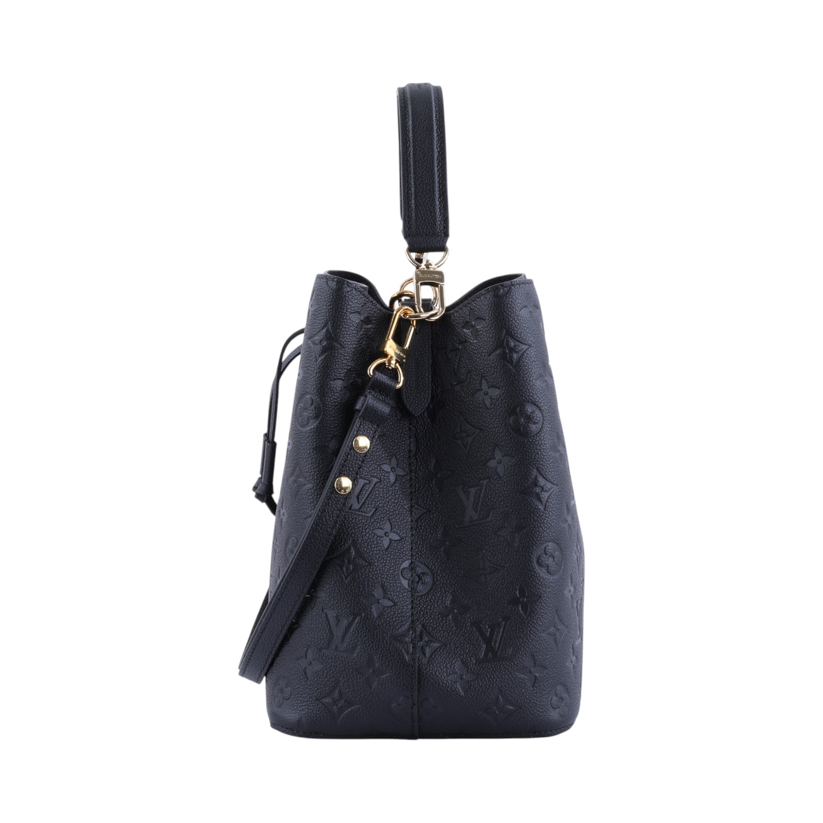 路易威登 LOUIS VUITTON NéoNoé MM 黑色 粒面壓花牛皮 束口水桶包 M45256 晶片款 黑NéoNoé MM 原廠盒子/防塵袋/背帶