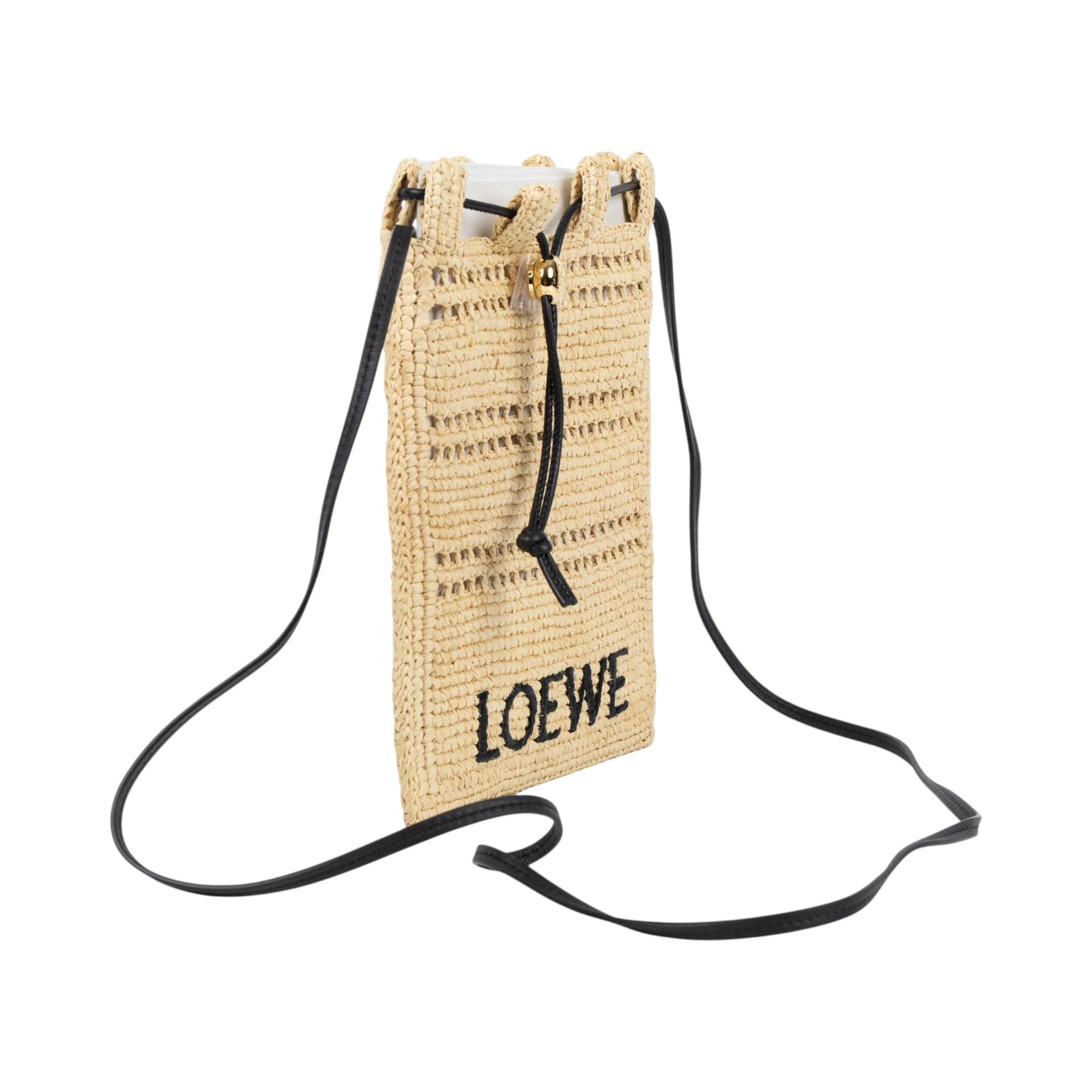 羅意威 LOEWE 編織 拉菲草 肩背包 斜背包 C756PHPX01 拉菲草LOGO抽繩包 防塵袋