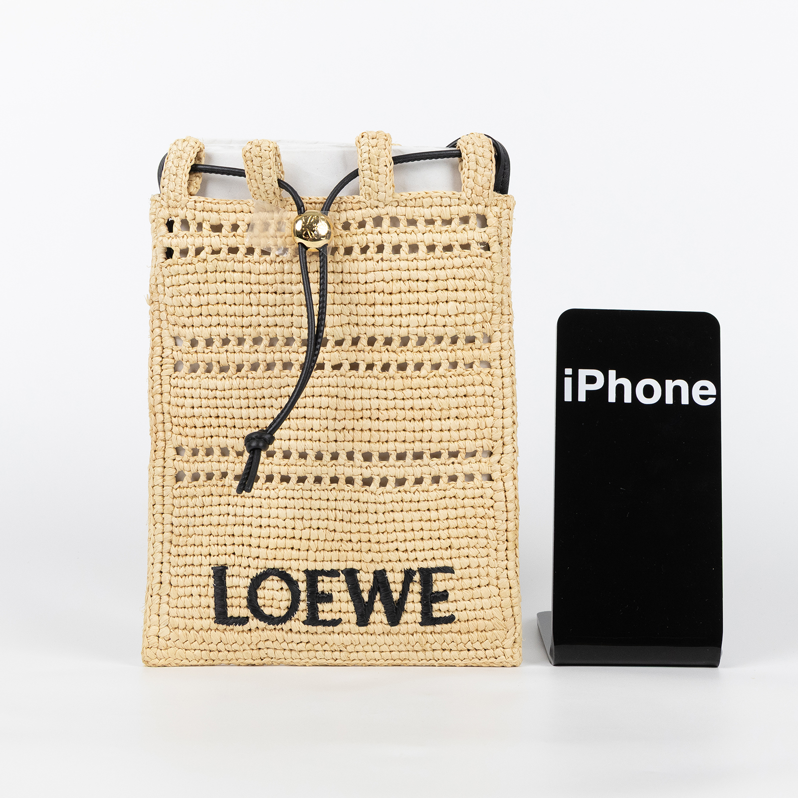 羅意威 LOEWE 編織 拉菲草 肩背包 斜背包 C756PHPX01 拉菲草LOGO抽繩包 防塵袋
