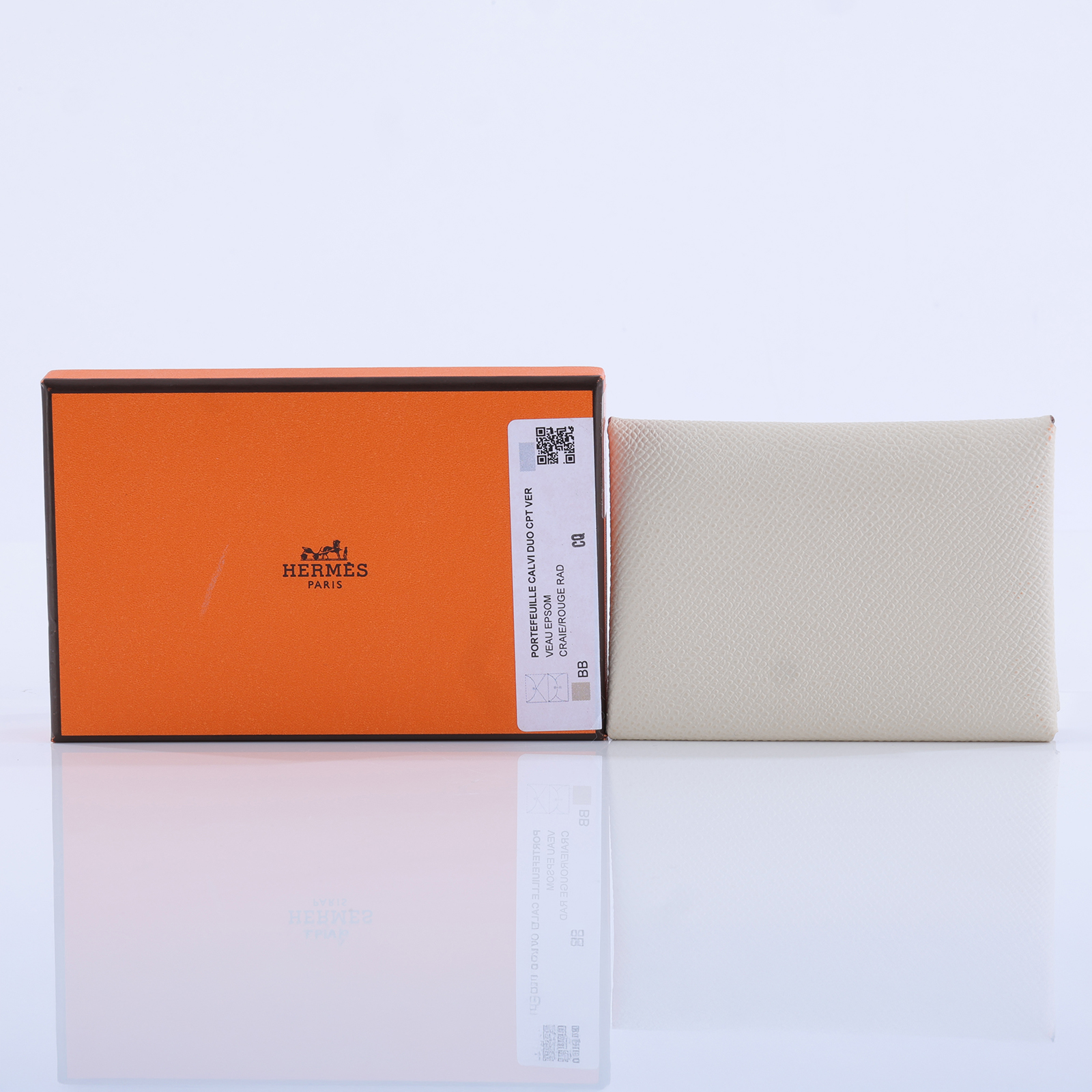 愛馬仕 Hermes Calvi Duo 卡包 粉筆白色 胭脂紅色 銀色五金 H083036CKBB /K UY 006 TM  原廠盒子