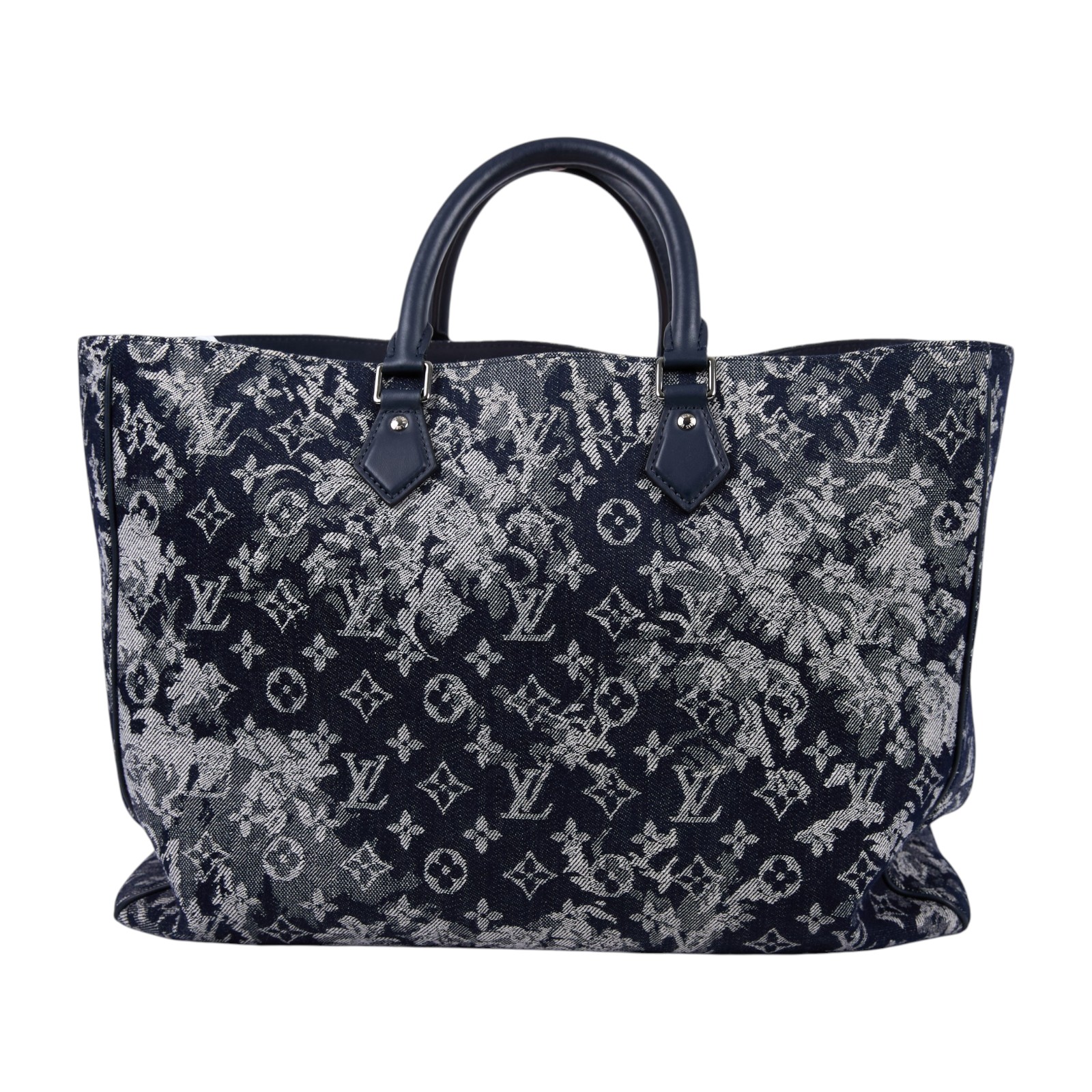 路易威登 LOUIS VUITTON Grand Sac 手提包 肩背包 托特包 大型 M57284 藍色單寧布Grand Sac MNG TAP 行李吊牌