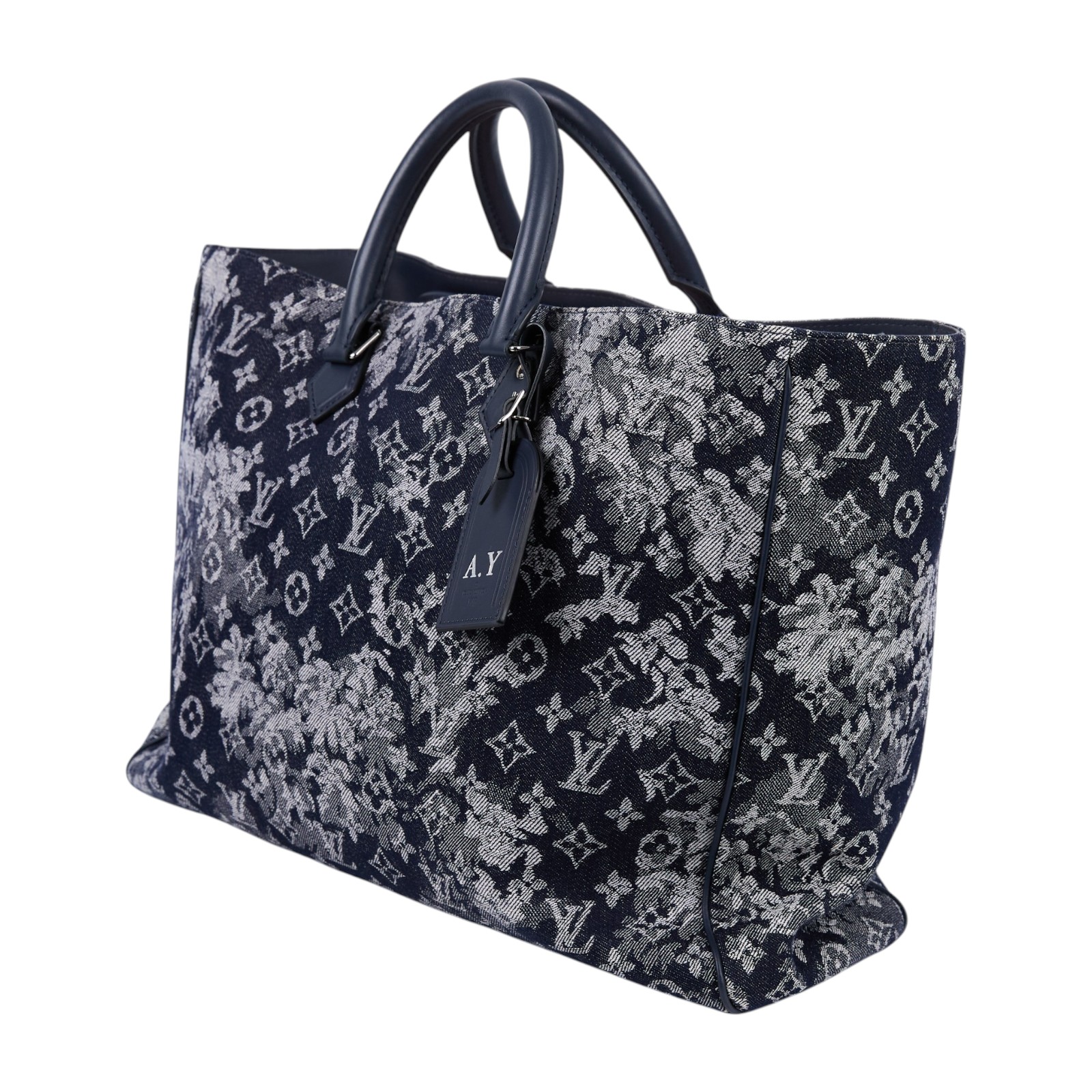 路易威登 LOUIS VUITTON Grand Sac 手提包 肩背包 托特包 大型 M57284 藍色單寧布Grand Sac MNG TAP 行李吊牌