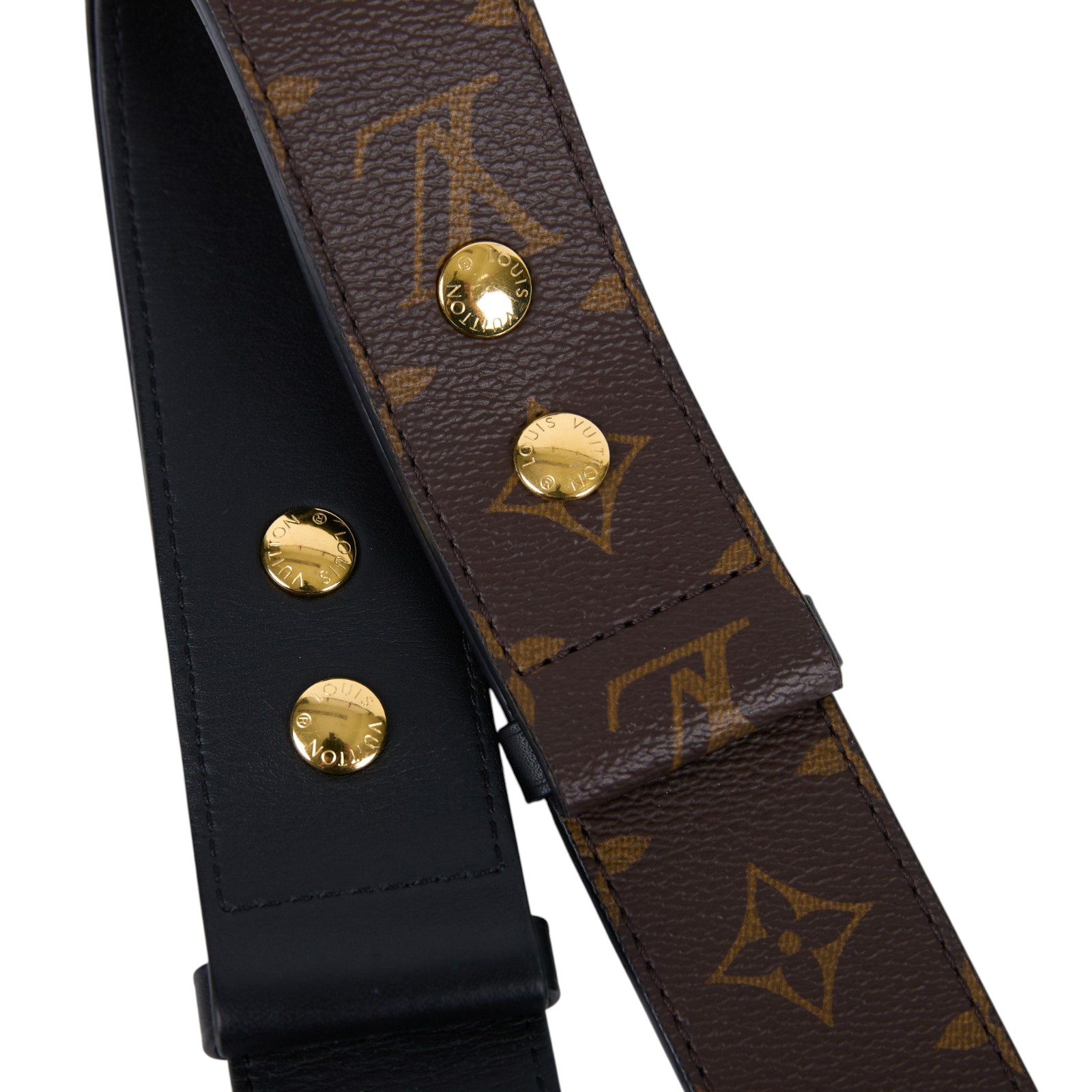 路易威登 LOUIS VUITTON Bandoulière 肩背帶 黑色 J02465 原花可調節寬背帶 無附屬品
