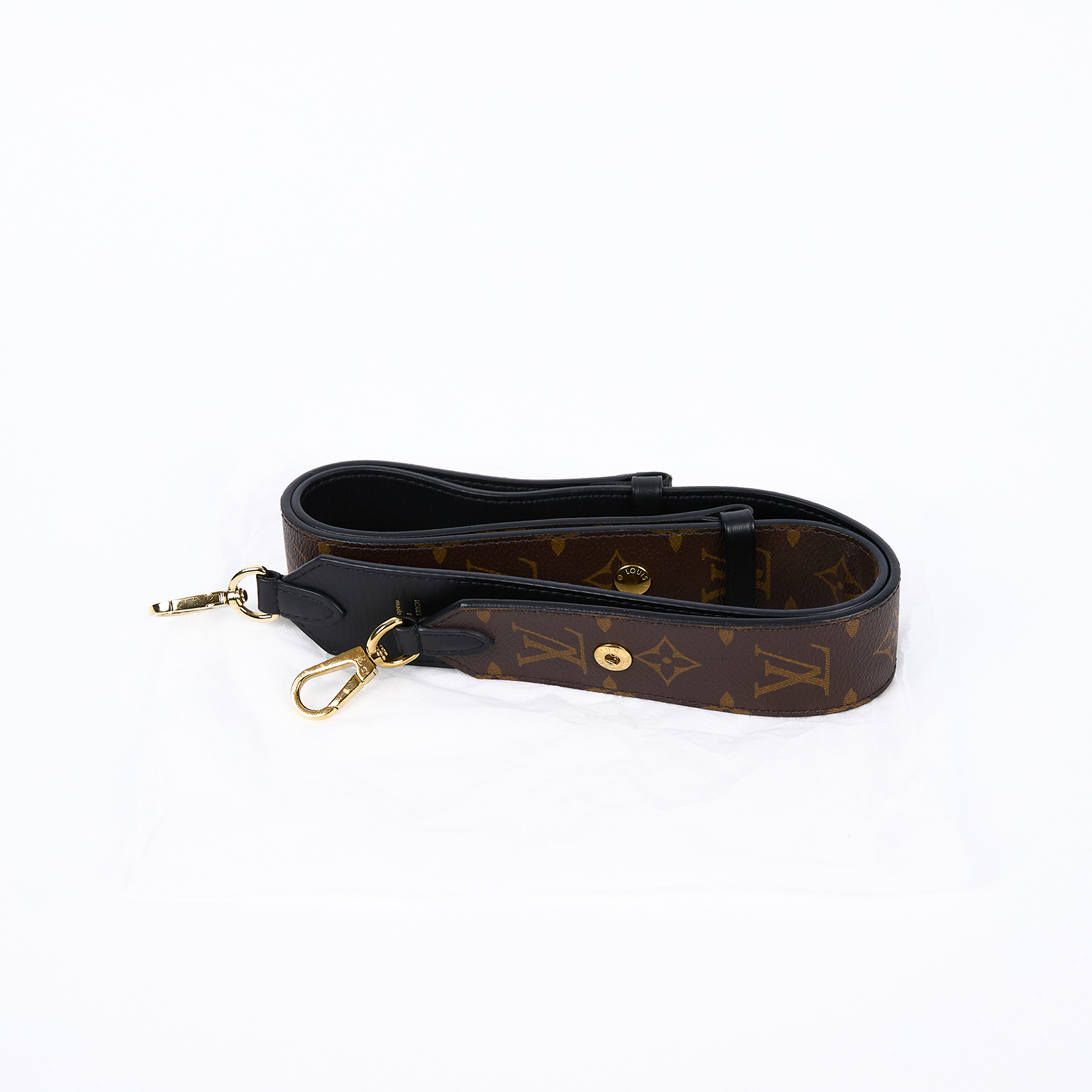 路易威登 LOUIS VUITTON Bandoulière 肩背帶 黑色 J02465 原花可調節寬背帶 無附屬品