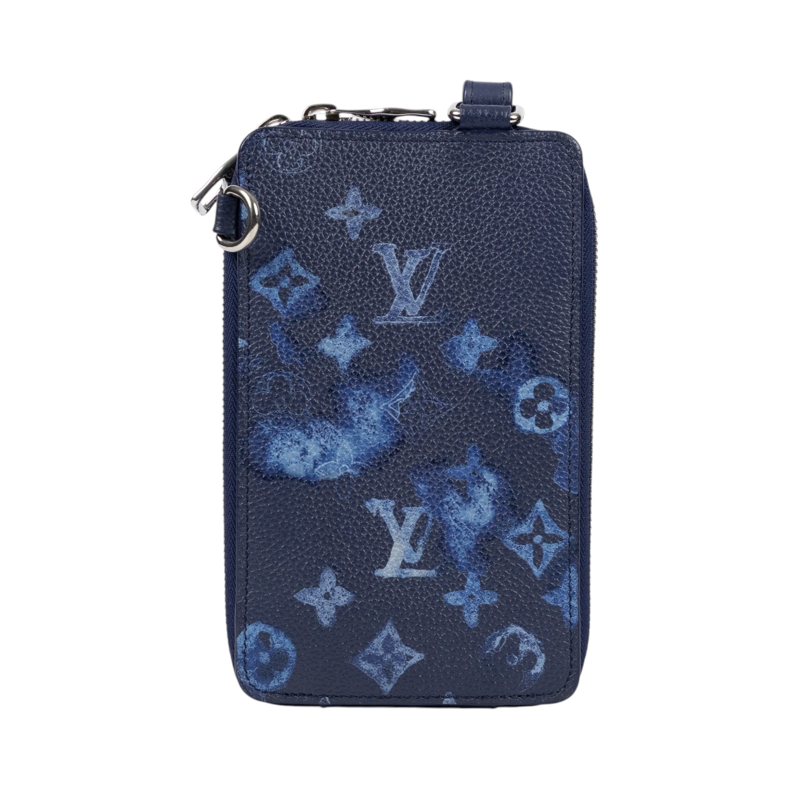 路易威登 LOUIS VUITTON Watercolor 手機包 斜背包 迷你 M80466 晶片款 藍水彩印花帆布手機包 背帶