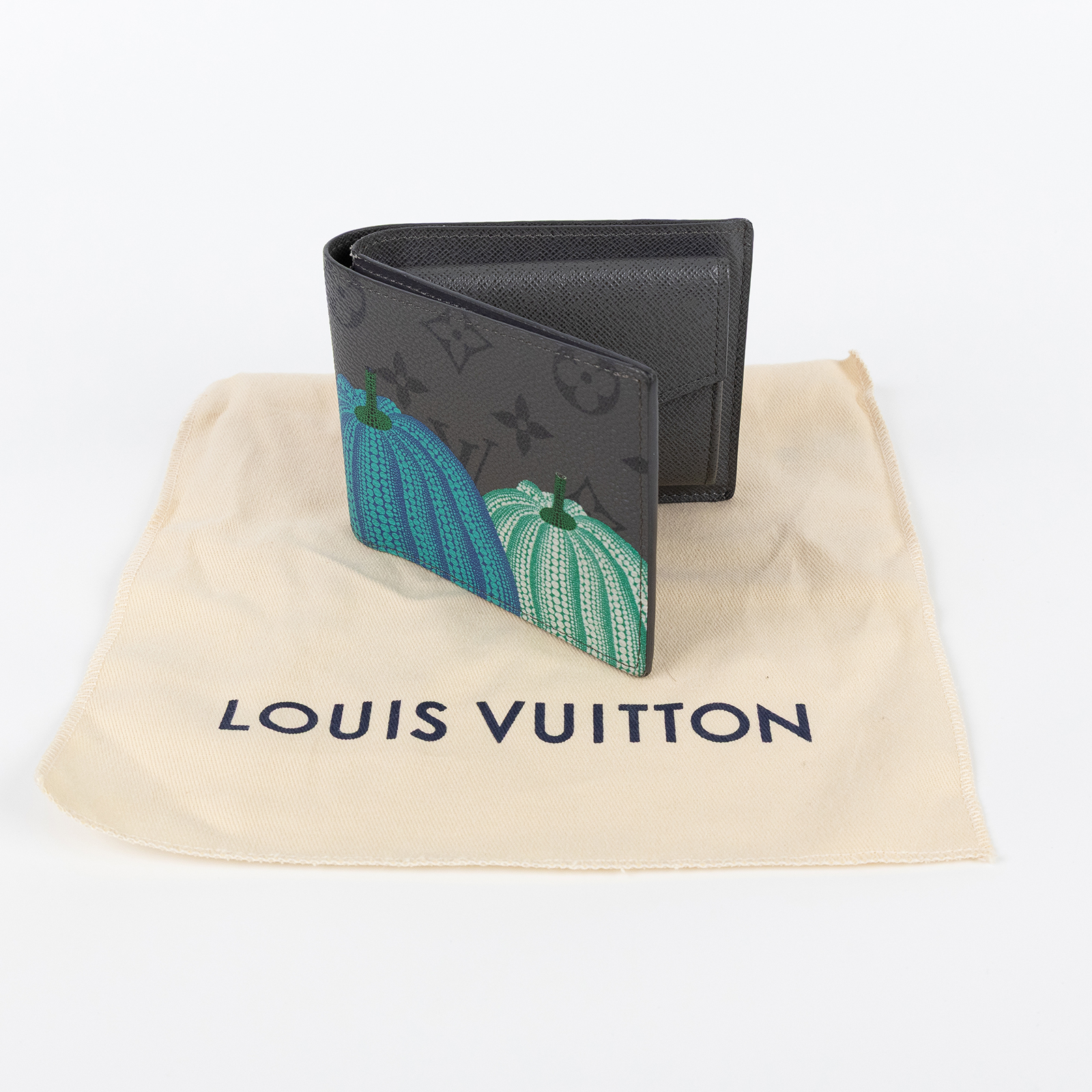 路易威登 LOUIS VUITTON LV x YK Marco 草間彌生 短夾 錢包 零錢包 M82101 晶片款 LV x YK灰原花南瓜對折短夾 防塵袋