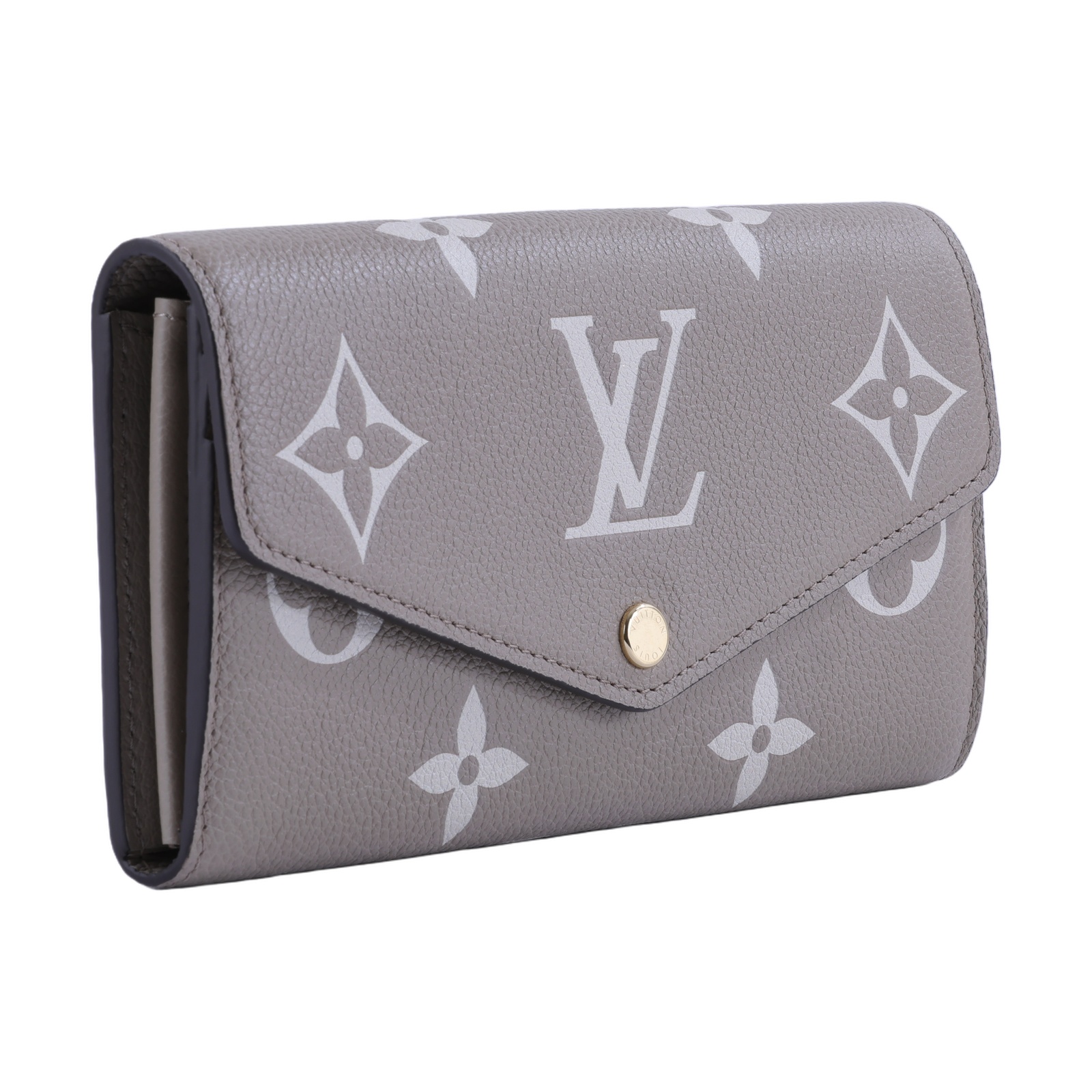 路易威登 LOUIS VUITTON Sarah 錢包 Reverse帆布 Empreinte柔軟粒面壓花牛皮 灰色 奶油色 M81049 晶片款  防塵袋