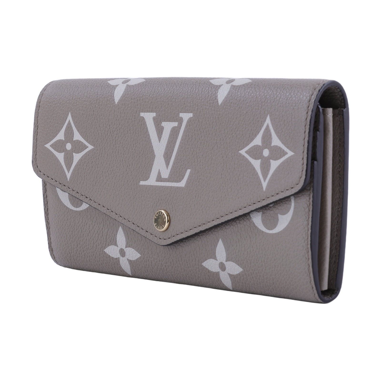 路易威登 LOUIS VUITTON Sarah 錢包 Reverse帆布 Empreinte柔軟粒面壓花牛皮 灰色 奶油色 M81049 晶片款  防塵袋