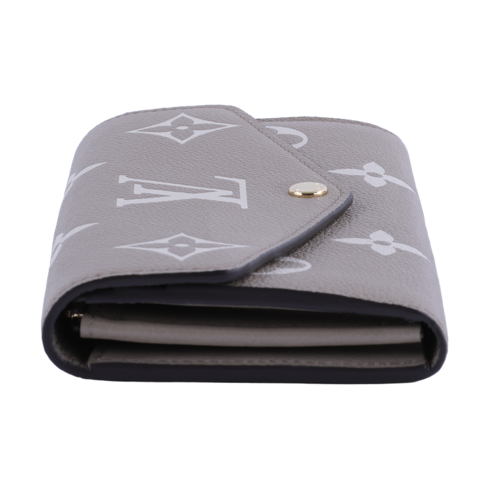 路易威登 LOUIS VUITTON Sarah 錢包 Reverse帆布 Empreinte柔軟粒面壓花牛皮 灰色 奶油色 M81049 晶片款  防塵袋