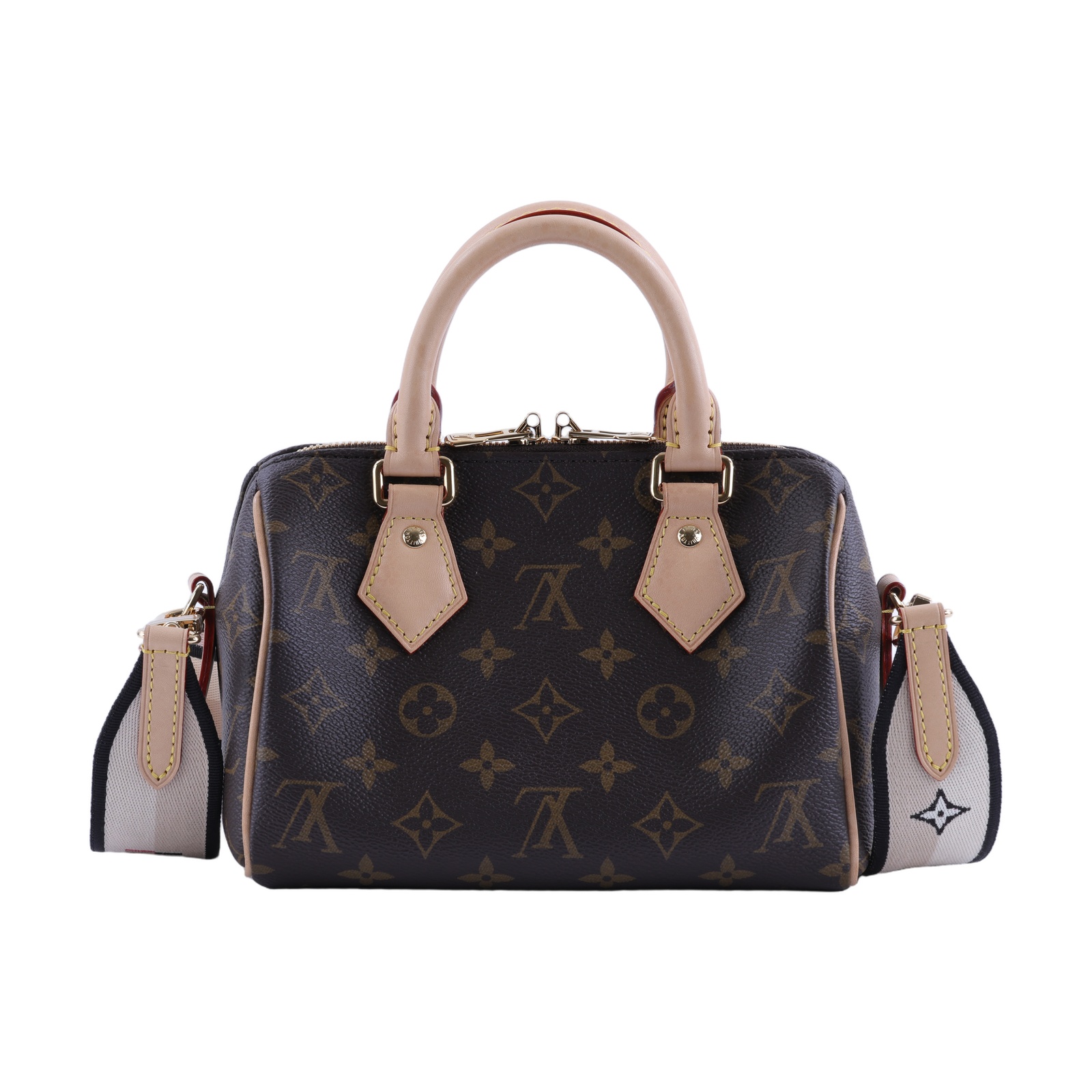路易威登 LOUIS VUITTON Speedy Bandoulière 20 米色 帆布 手提 斜背 波士頓包 M46222 晶片款  防塵袋/鎖組/背帶