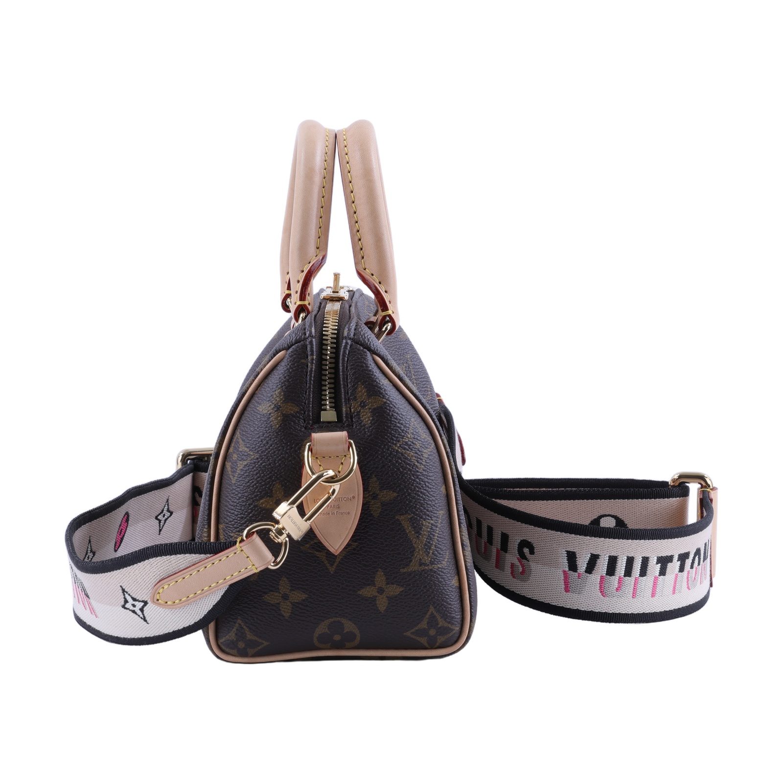 路易威登 LOUIS VUITTON Speedy Bandoulière 20 米色 帆布 手提 斜背 波士頓包 M46222 晶片款  防塵袋/鎖組/背帶