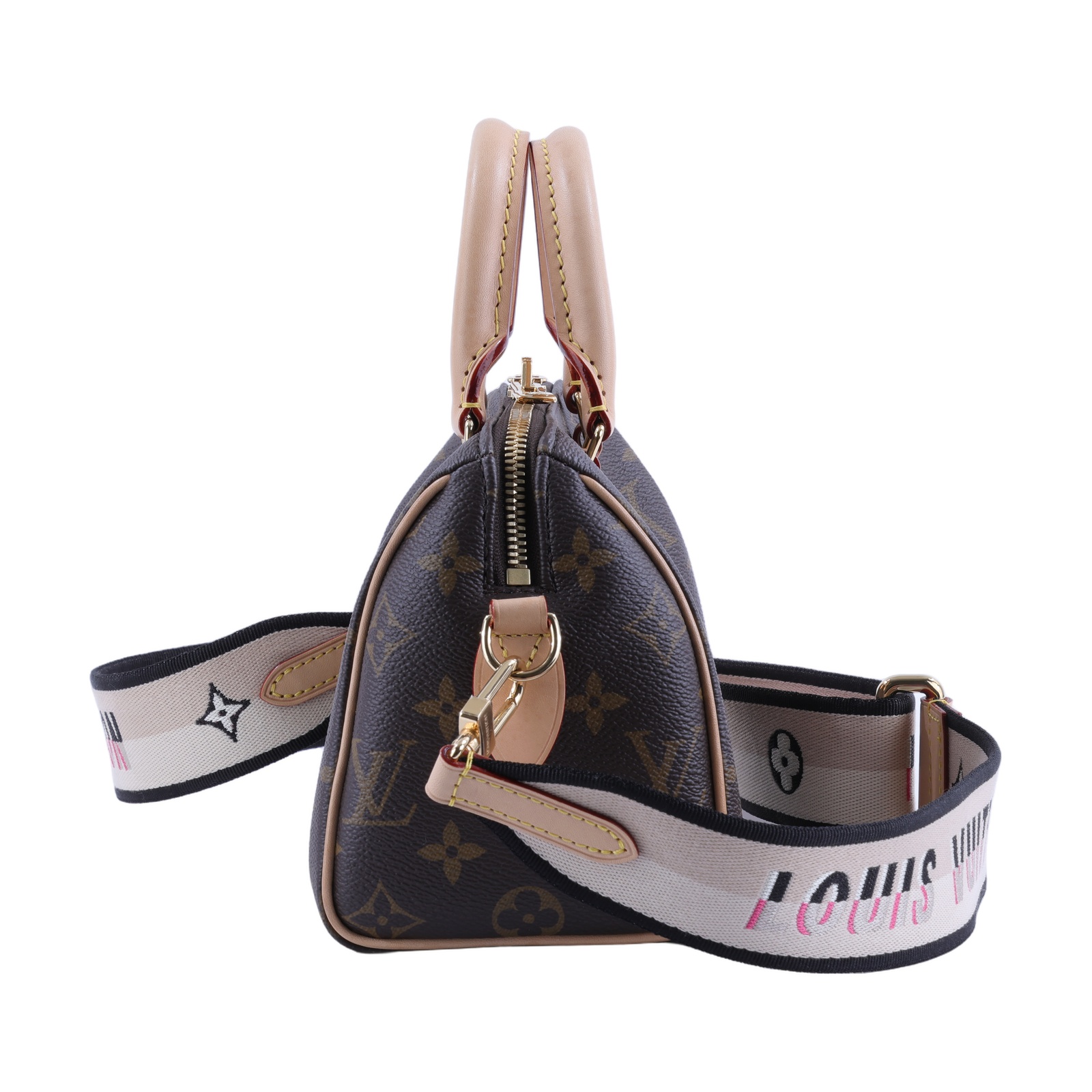 路易威登 LOUIS VUITTON Speedy Bandoulière 20 米色 帆布 手提 斜背 波士頓包 M46222 晶片款  防塵袋/鎖組/背帶
