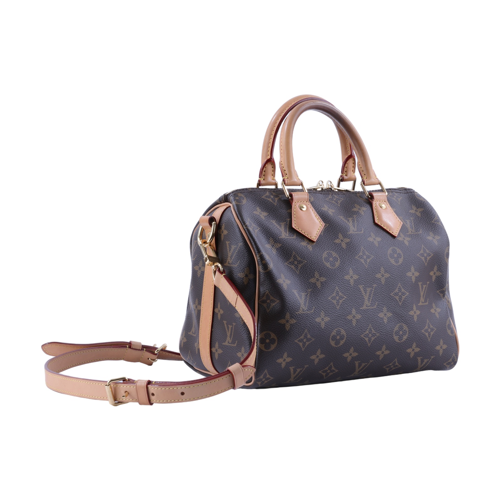 路易威登 LOUIS VUITTON Speedy Bandoulière  25 經典帆布 手提 斜背 波士頓包 M41113 晶片款  防塵袋/背帶/鎖組