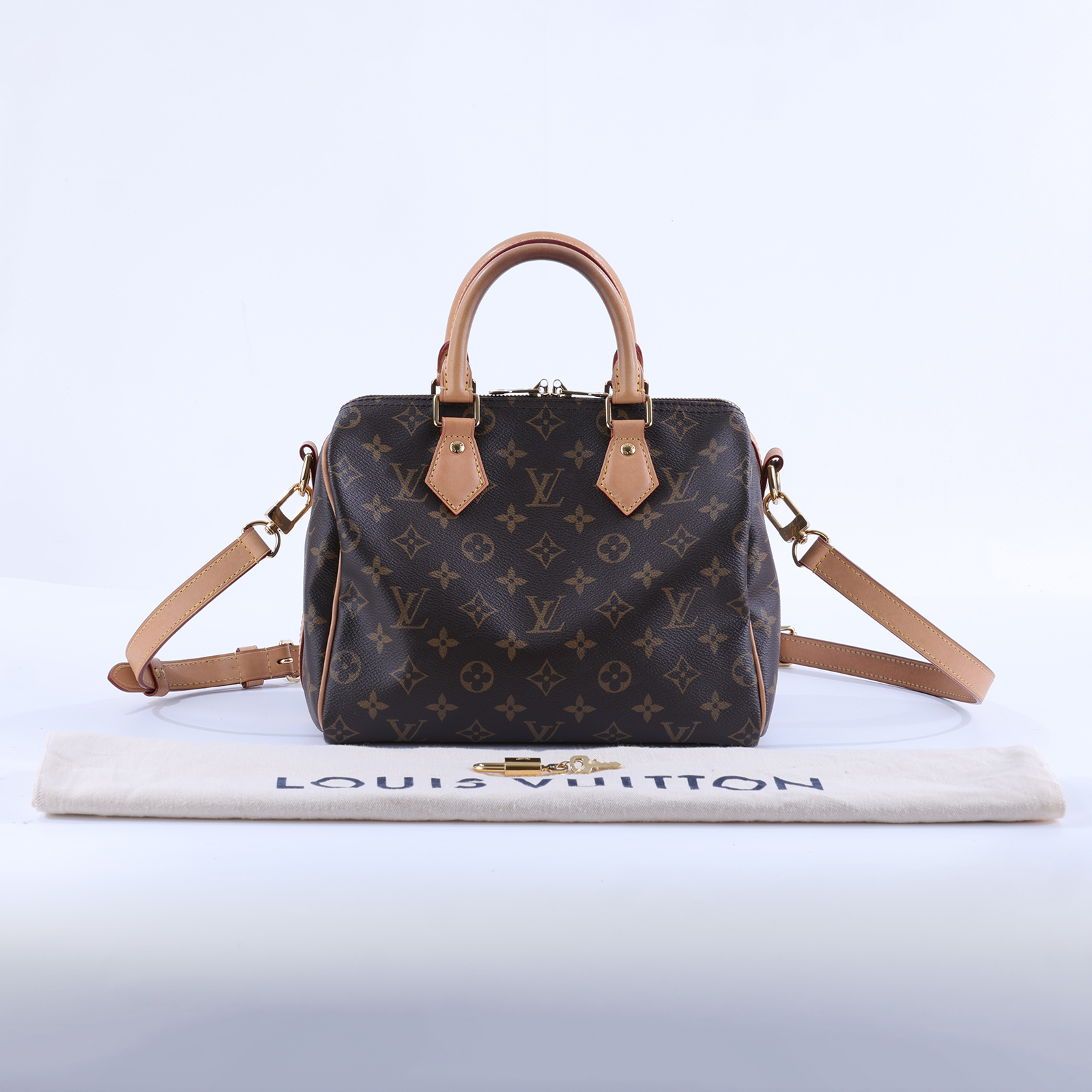 路易威登 LOUIS VUITTON Speedy Bandoulière  25 經典帆布 手提 斜背 波士頓包 M41113 晶片款  防塵袋/背帶/鎖組
