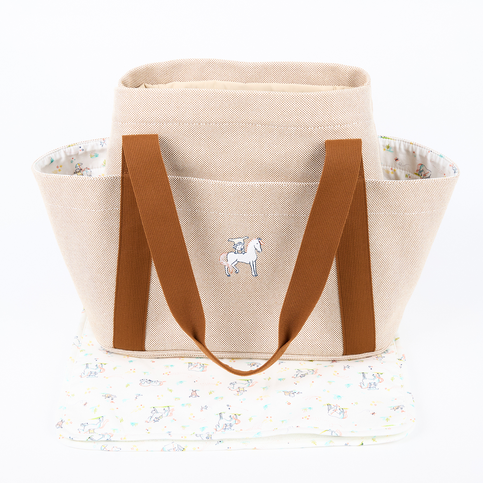愛馬仕 Hermes Cabriole 尿布袋 H帆布 棉質 珍珠灰 H104481Mv01 H104481M 01 棕Cabriole 媽媽包 內膽包/布墊