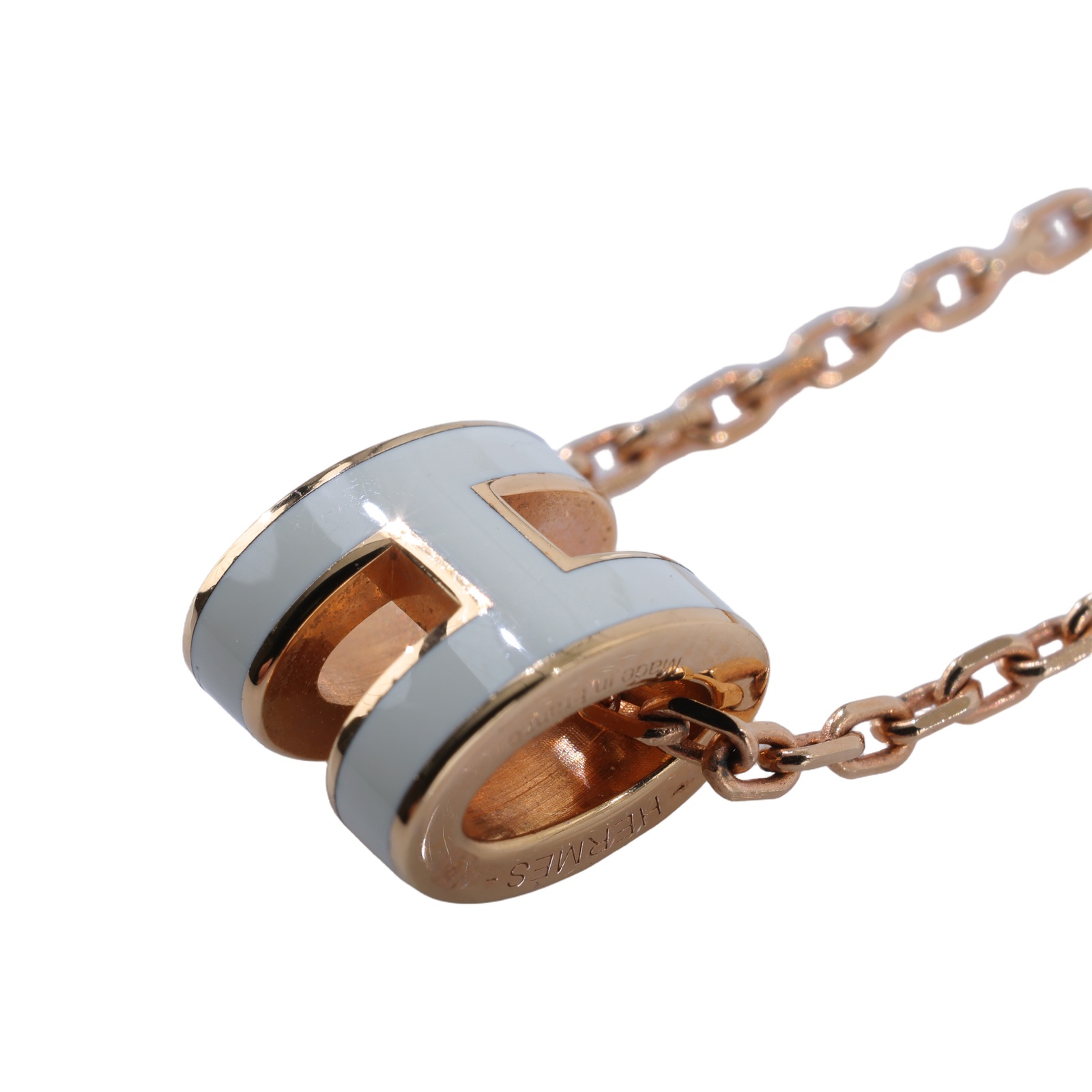 愛馬仕 Hermes Mini Pop H 墜飾 白色 H147992Fv49 ST 02 63 白/金MINI POP H項鍊 原廠盒子