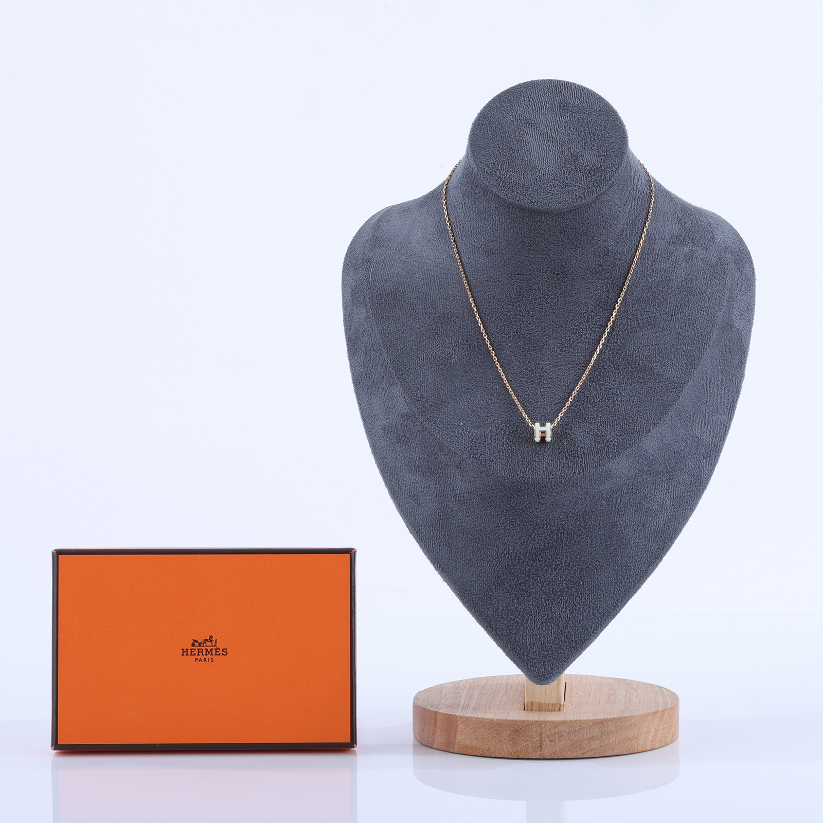 愛馬仕 Hermes Mini Pop H 墜飾 白色 H147992Fv49 ST 02 63 白/金MINI POP H項鍊 原廠盒子