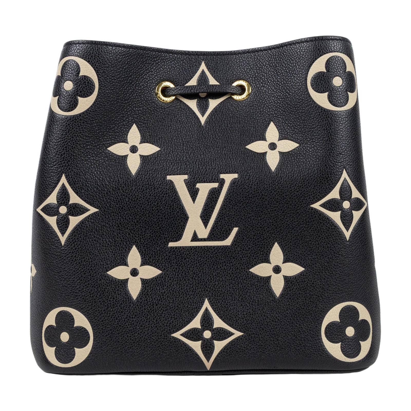 路易威登 LOUIS VUITTON NéoNoé MM 皮革 肩背 水桶包 黑色/奶油色 M45497 晶片款  防塵袋2/內袋/背帶2