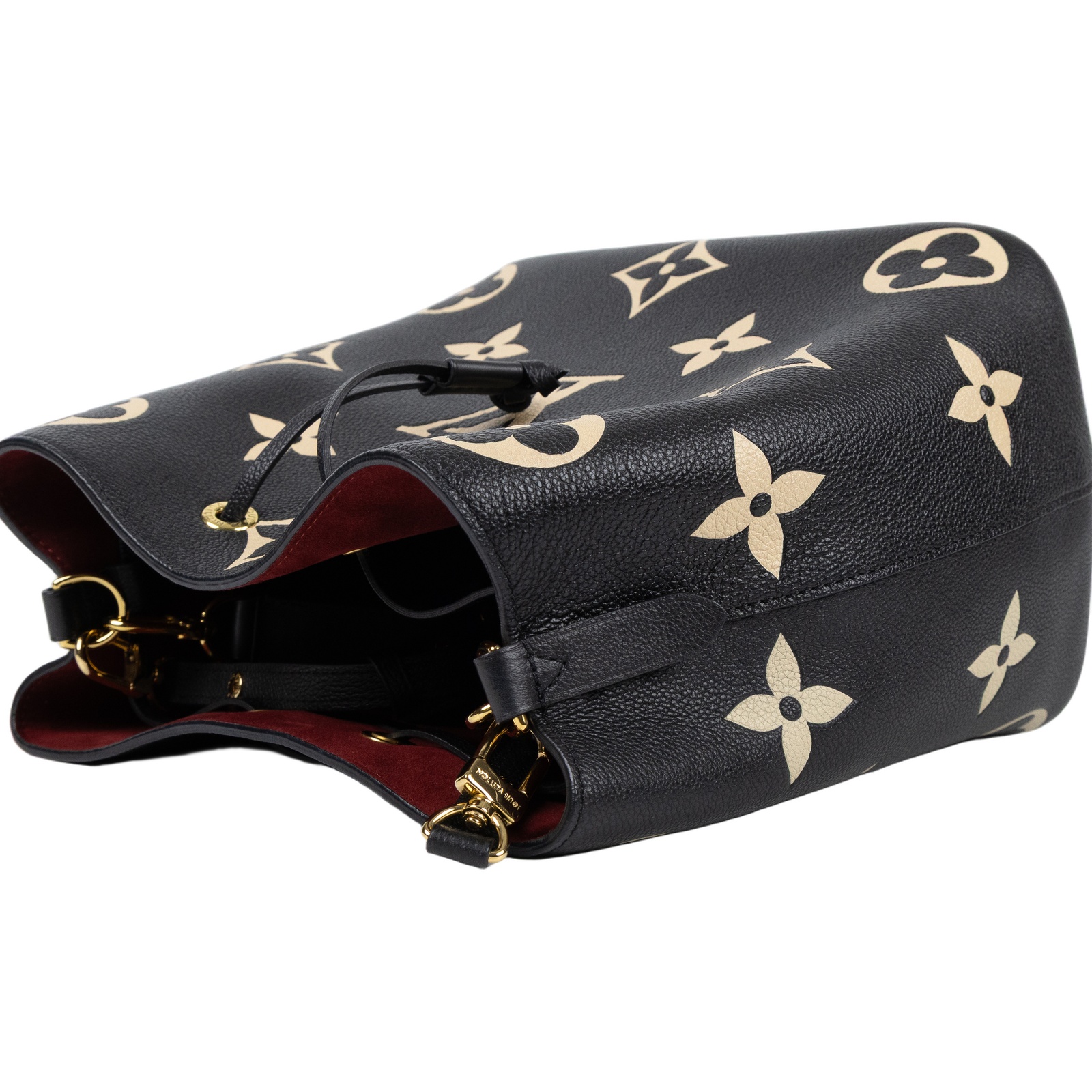 路易威登 LOUIS VUITTON NéoNoé MM 皮革 肩背 水桶包 黑色/奶油色 M45497 晶片款  防塵袋2/內袋/背帶2