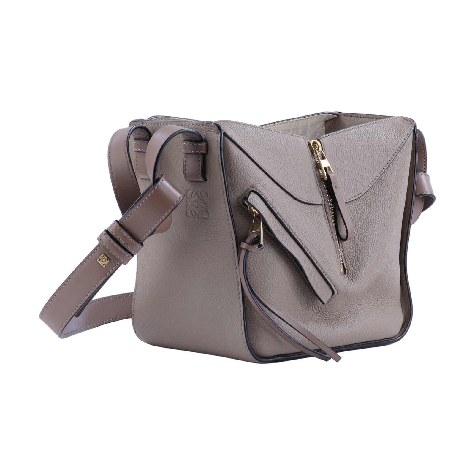 羅意威 LOEWE Compact Hammock bag 小牛皮 肩背 吊床包 A538H13X03 灰Mini Hammock 防塵袋