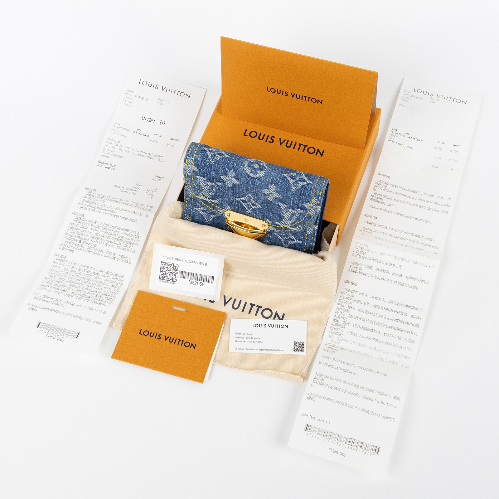 路易威登 LOUIS VUITTON Victorine 牛仔 錢包 M82959 晶片款  原廠盒子/防塵袋/購買證明